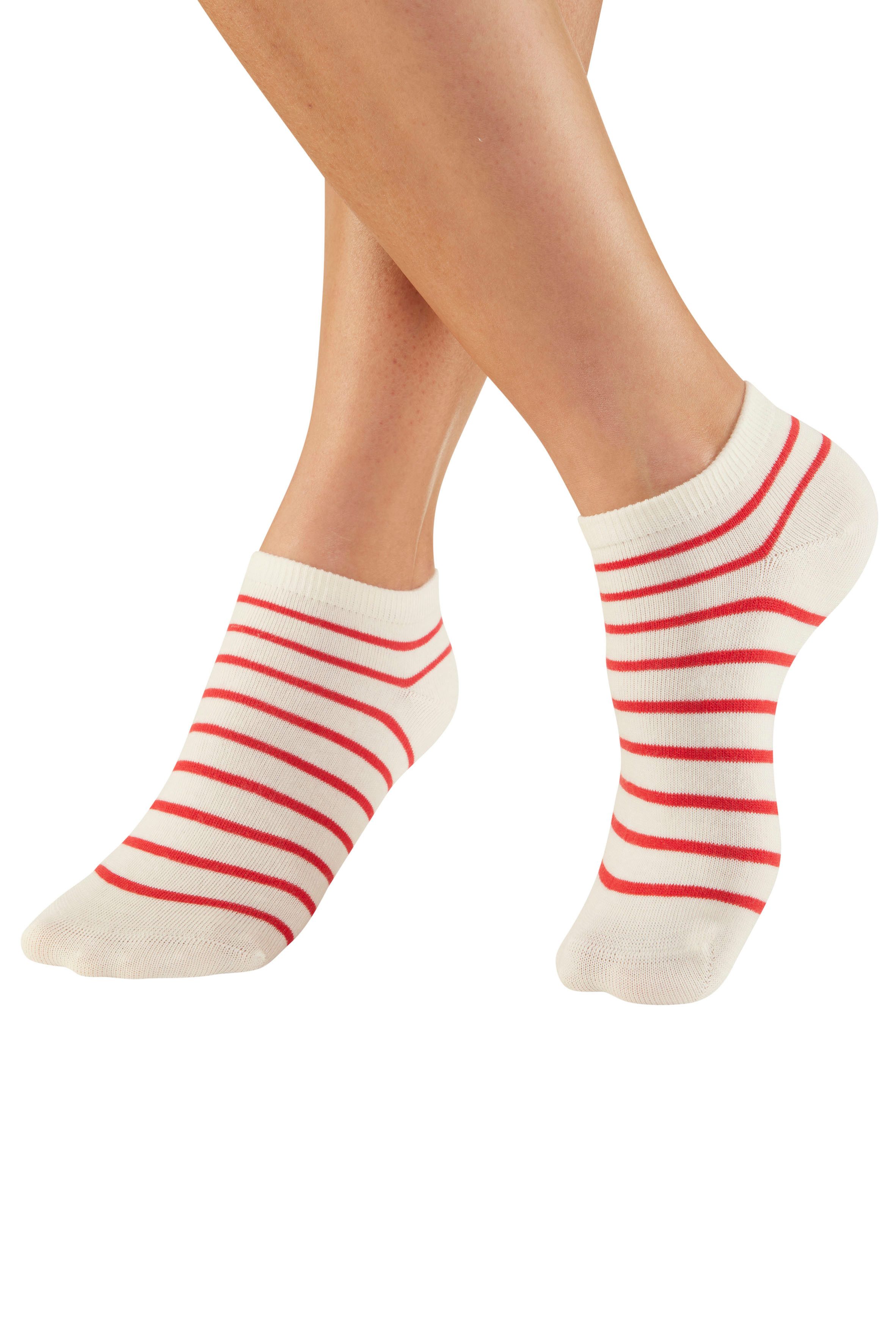 H.I.S Sneakersocken Damen Sneaker Socken, Geringelte Knöchelsocken, Freizeitsocken (Packung, 6-Paar, Ankle Socks Gr. 35-38 bis 39-42) mit maritimen Design
