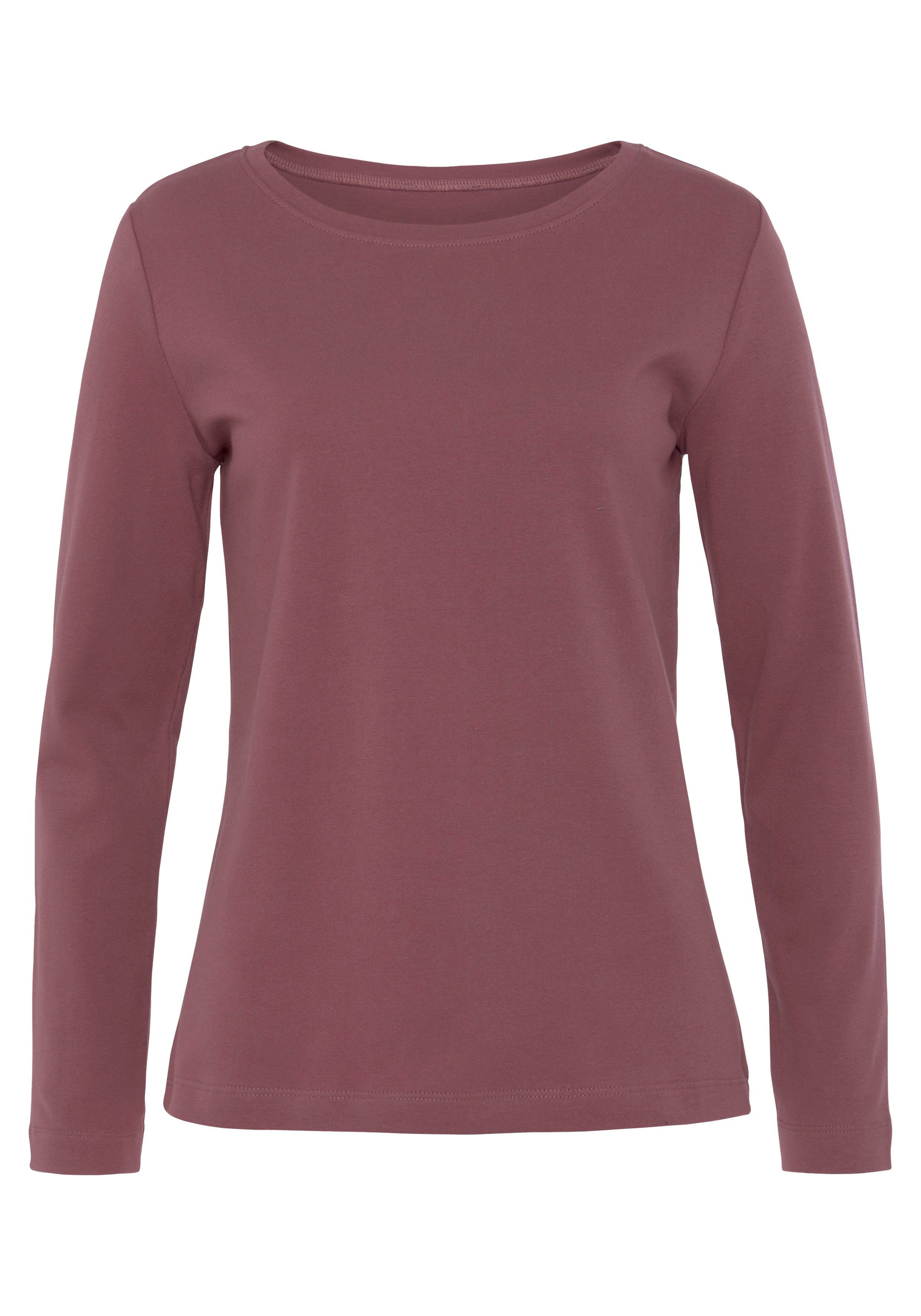 Vivance Langarmshirt aus reiner Baumwolle (2er-Pack) aus luftiger Interlock-Qualität