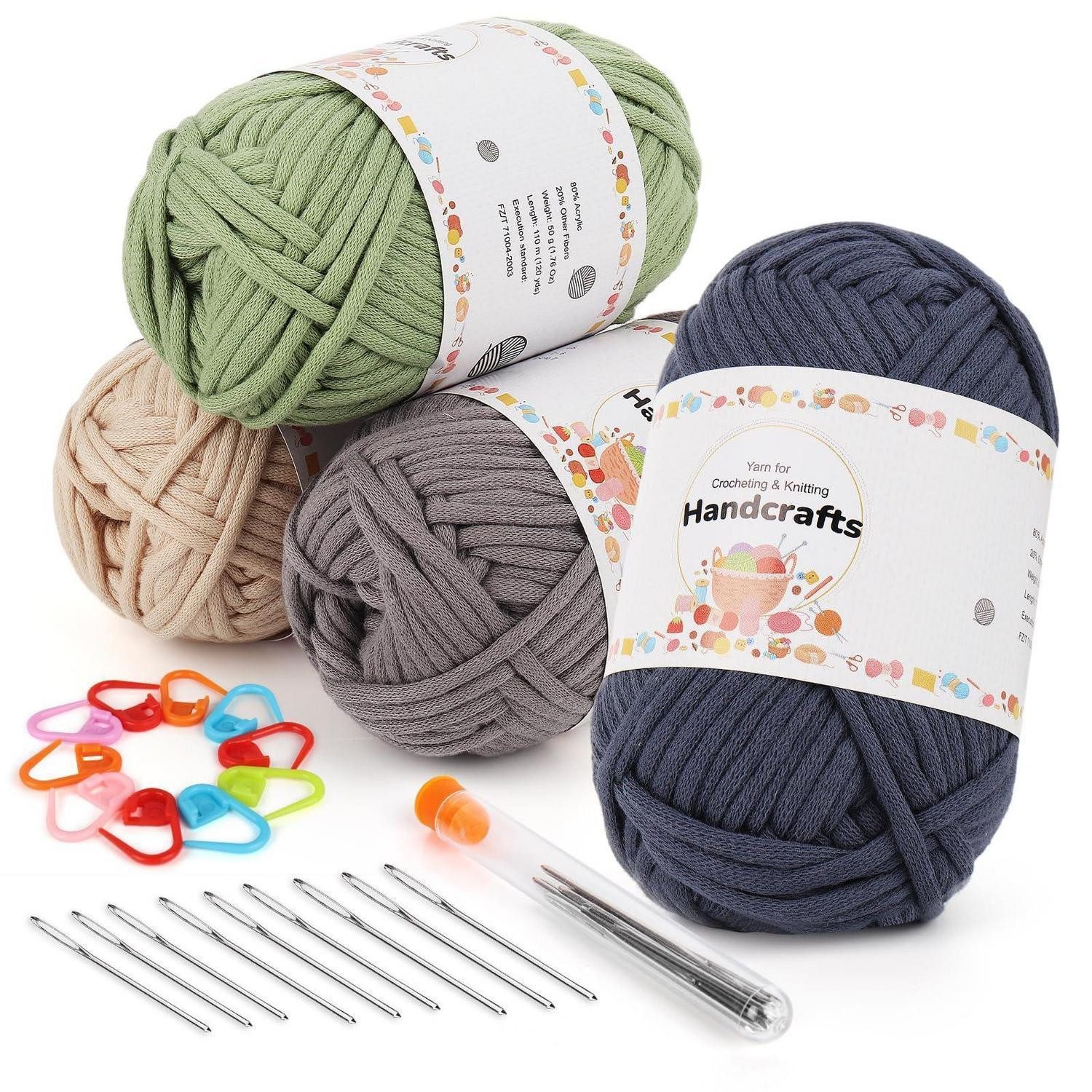 LuxusKollektion Häkelgarn Chunky 4x50g Baumwolle Bunt Häkelwolle, (4-St)