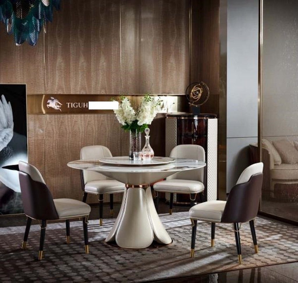 Leder Luxus Stuhl, Stuhl Stühle Neu JVmoebel Design Set 4x Esszimmer Kreative Milch
