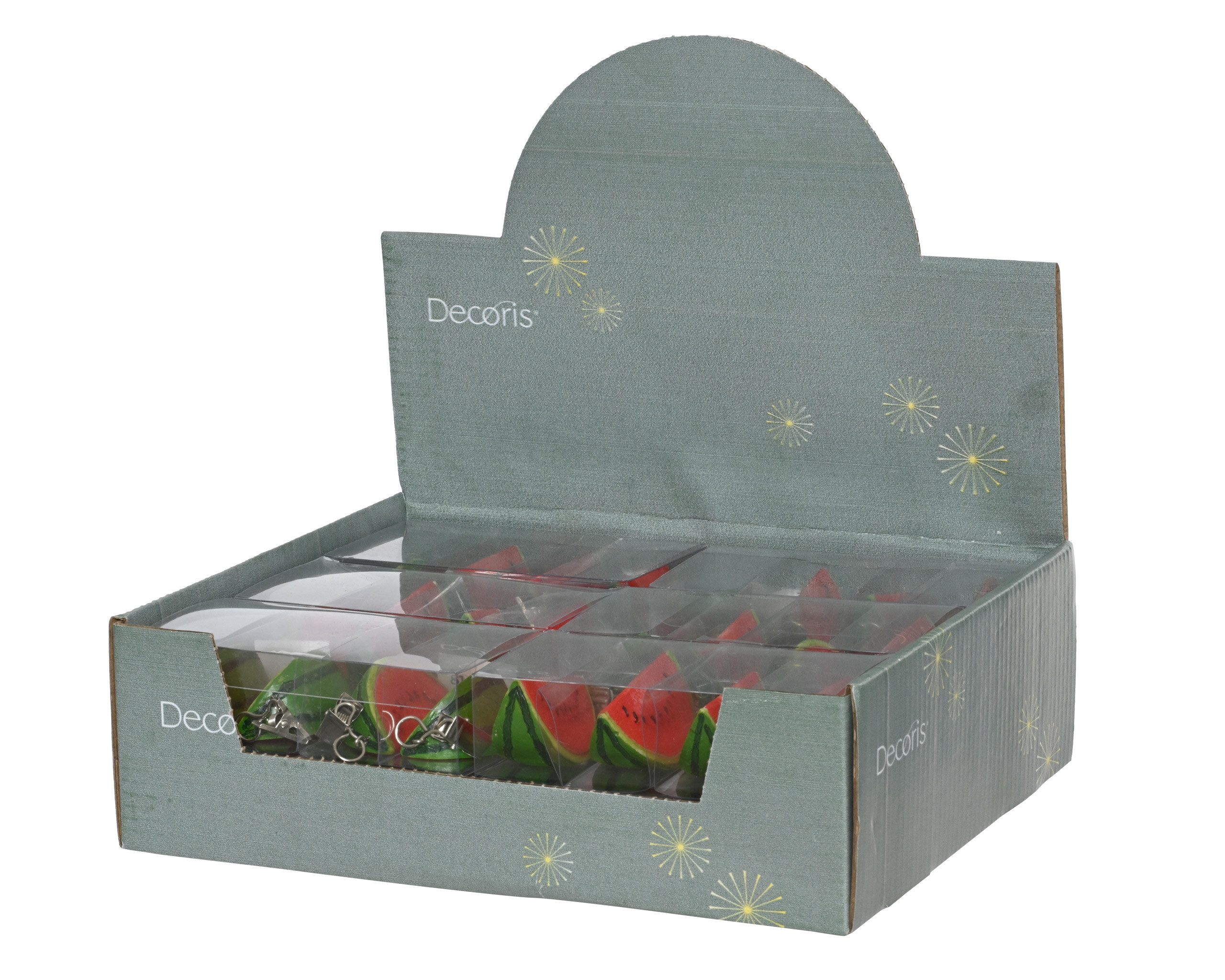 Decoris season decorations Tischtuchklammer, Tischdeckenbeschwerer Wassermelone 5x3x3cm Keramik 4er Set Rot / Grün