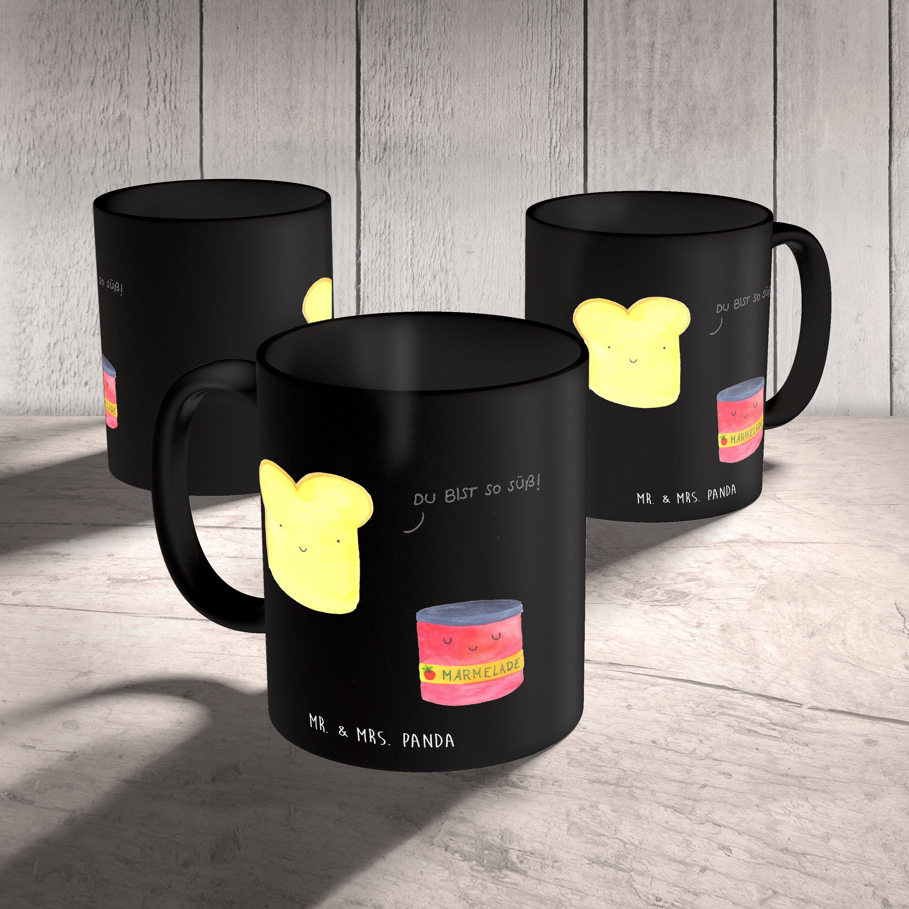 - Geschenk, Kaffeebecher, - Schwarz Ta, Marmelade Tasse Kaffeetasse, & Keramik Schwarz Mrs. Panda Toast & Mr.