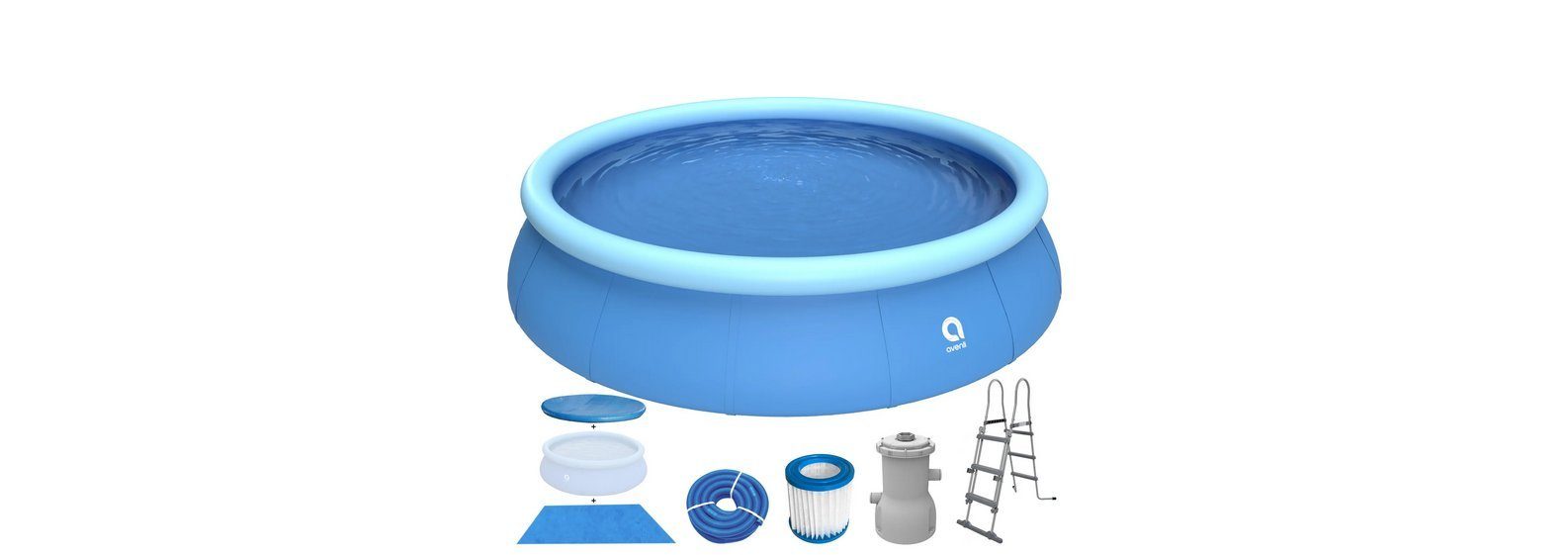 Avenli Pool Komplettset Ø 450 x 90 cm mit Filterpumpe, Leiter, Abdeckung, blau