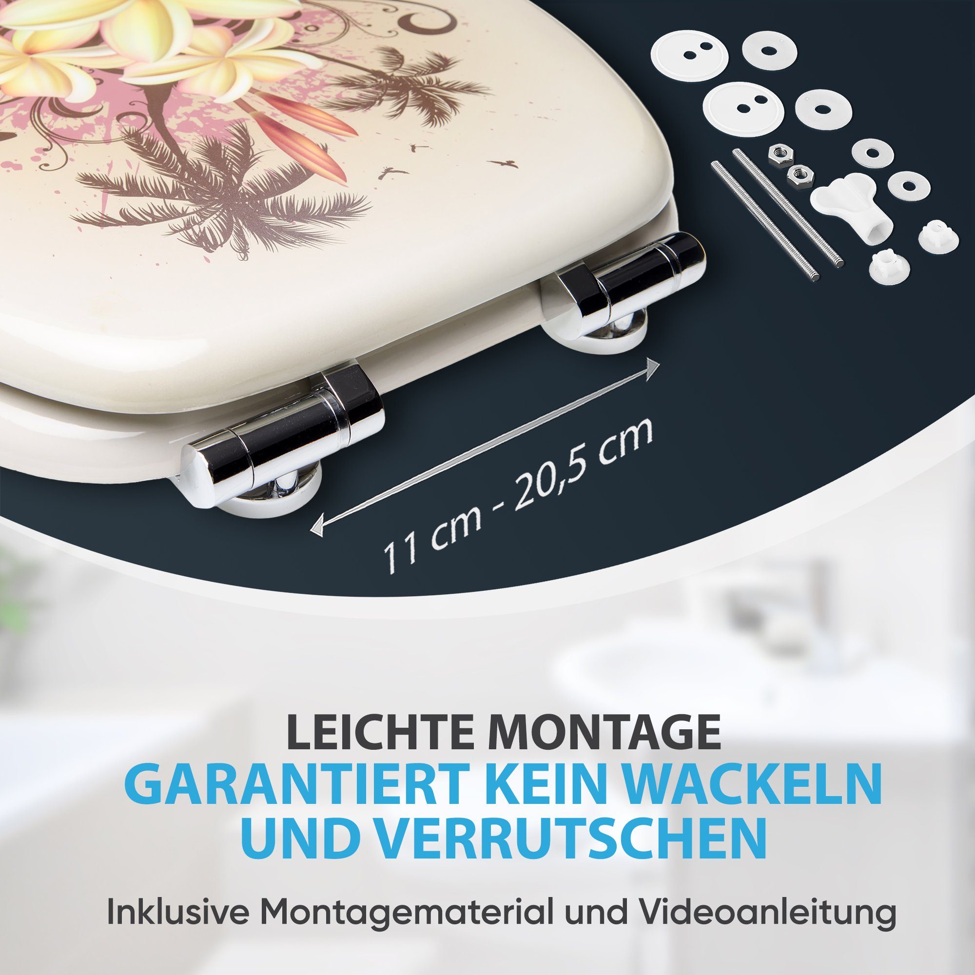 Sanilo WC-Sitz Tropical mit Absenkautomatik, Toilettendeckel direkt vom Hersteller, hochwertig & moderner Klodeckel mit Motiv, universell, leichte Montage – Bild 5 von 5