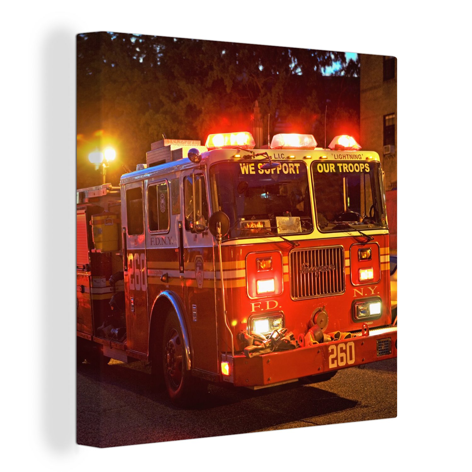 OneMillionCanvasses® Leinwandbild Feuerwehrfahrzeuge von New York City, (1 St), Leinwand Bilder für Wohnzimmer Schlafzimmer