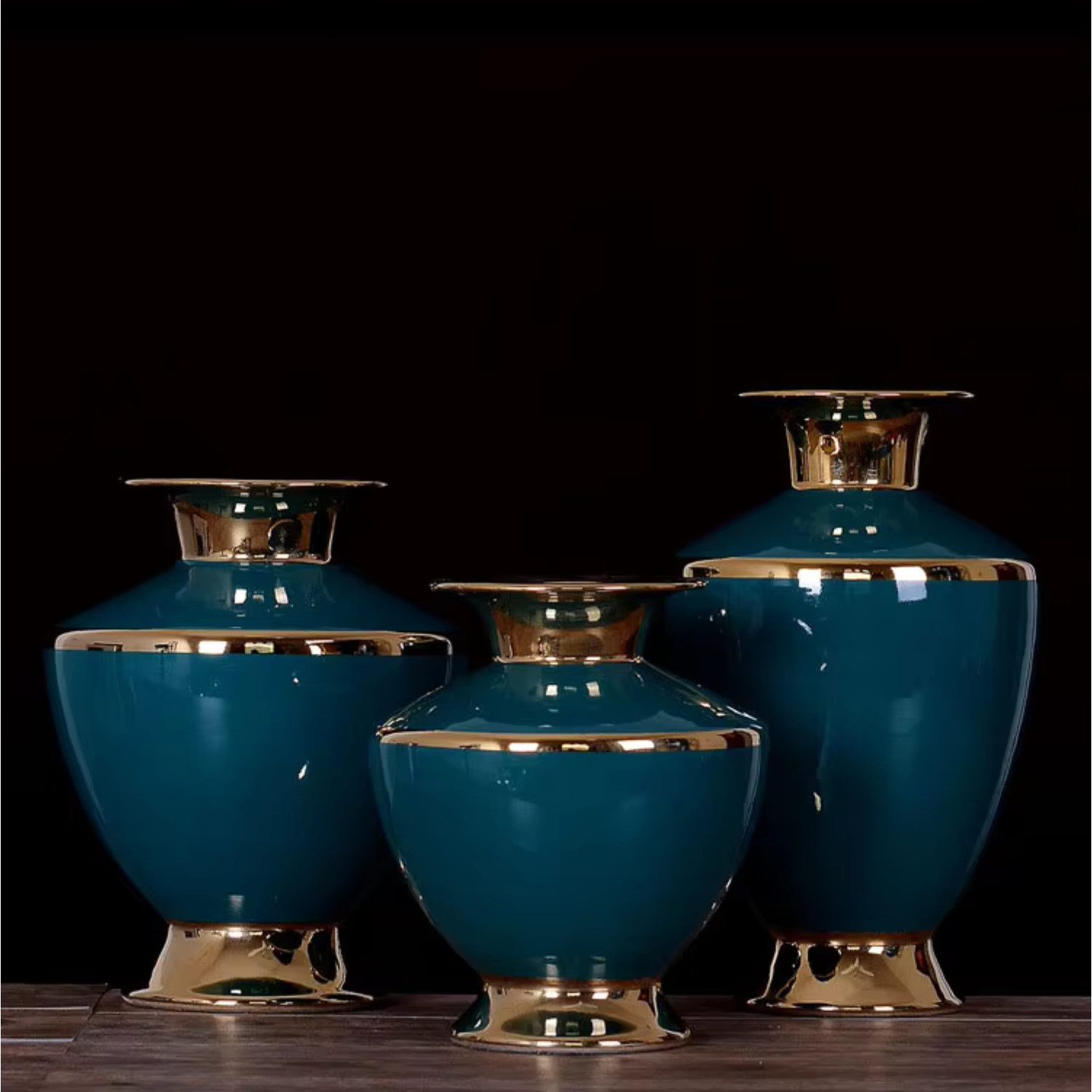 Quality Elegance Dekovase Keramikvasen im 3er-Set – Blau, Unterglasur-Design (3 St., 3tlg), verschiedene Größen