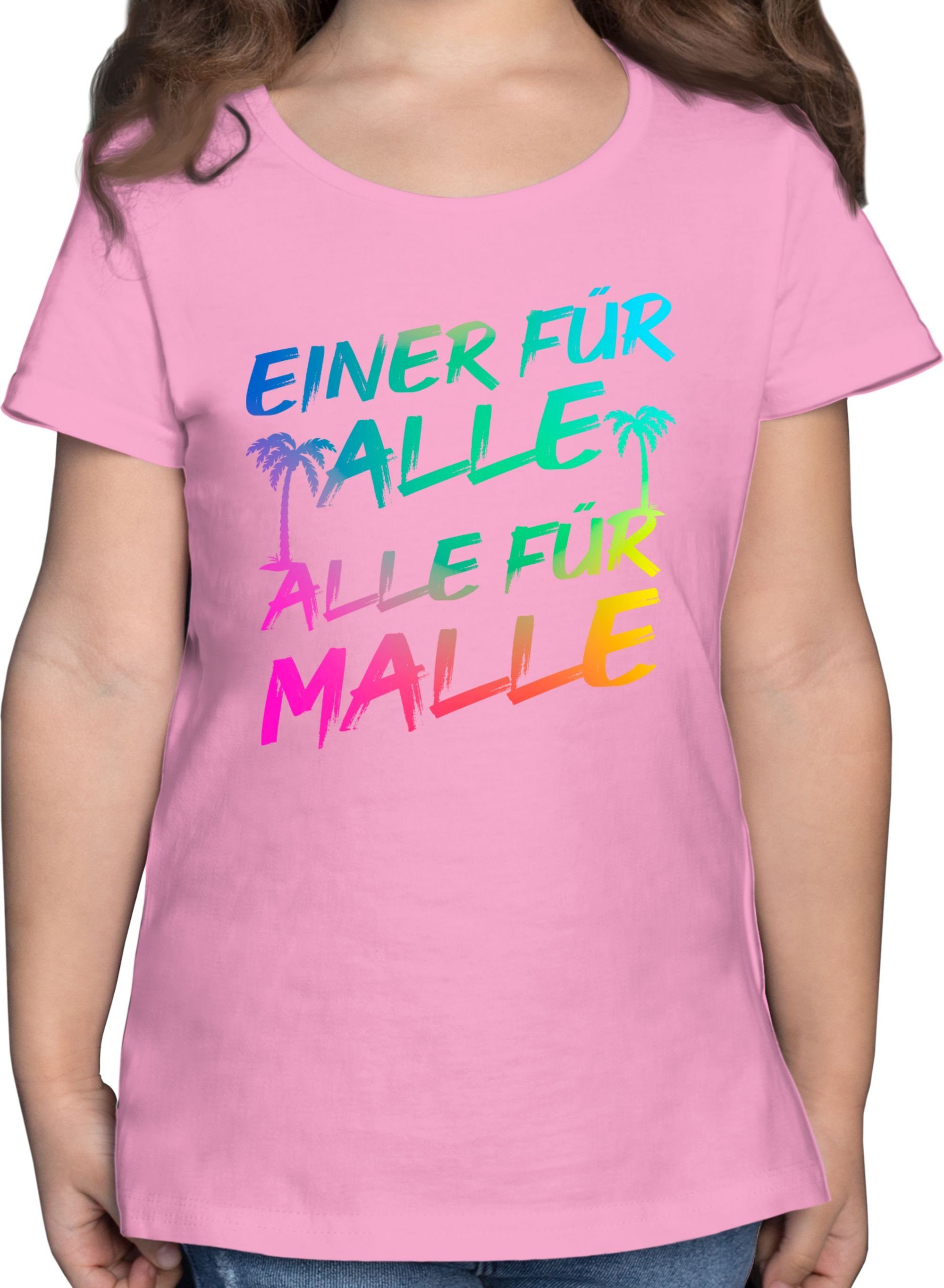 Shirtracer T-Shirt Malle für Alle - Einer für alle Alle für Malle Sommerurlaub Mädchen 2 Rosa | T-Shirts