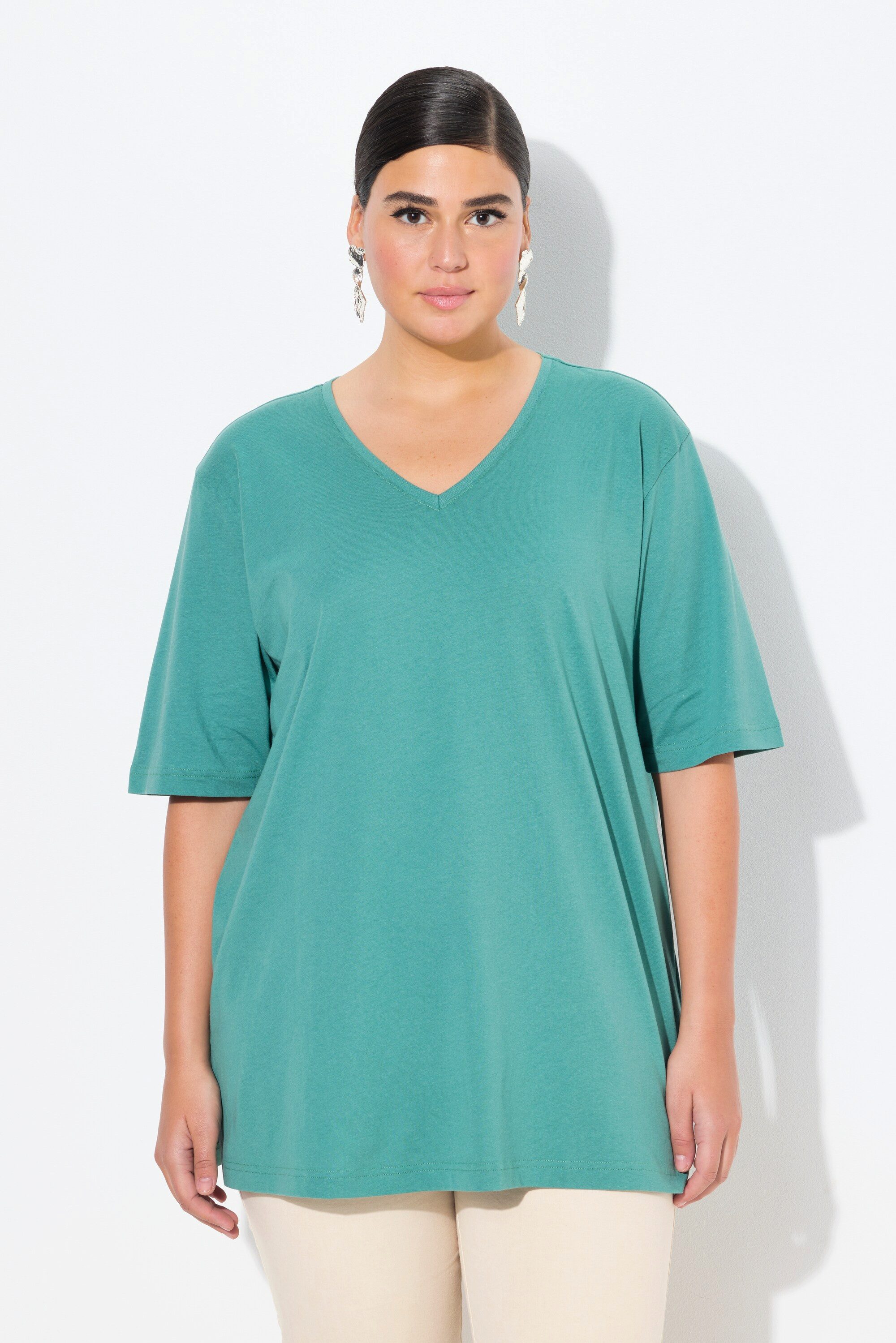 Ulla Popken T-Shirt T-Shirt V-Ausschnitt Relaxed günstig online kaufen
