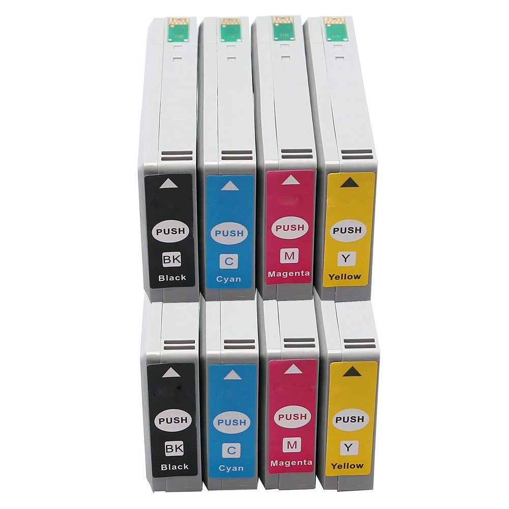 ABC Tintenpatrone (Kompatibles Set 8x Druckerpatrone für Epson T7021-7024 WP4000)