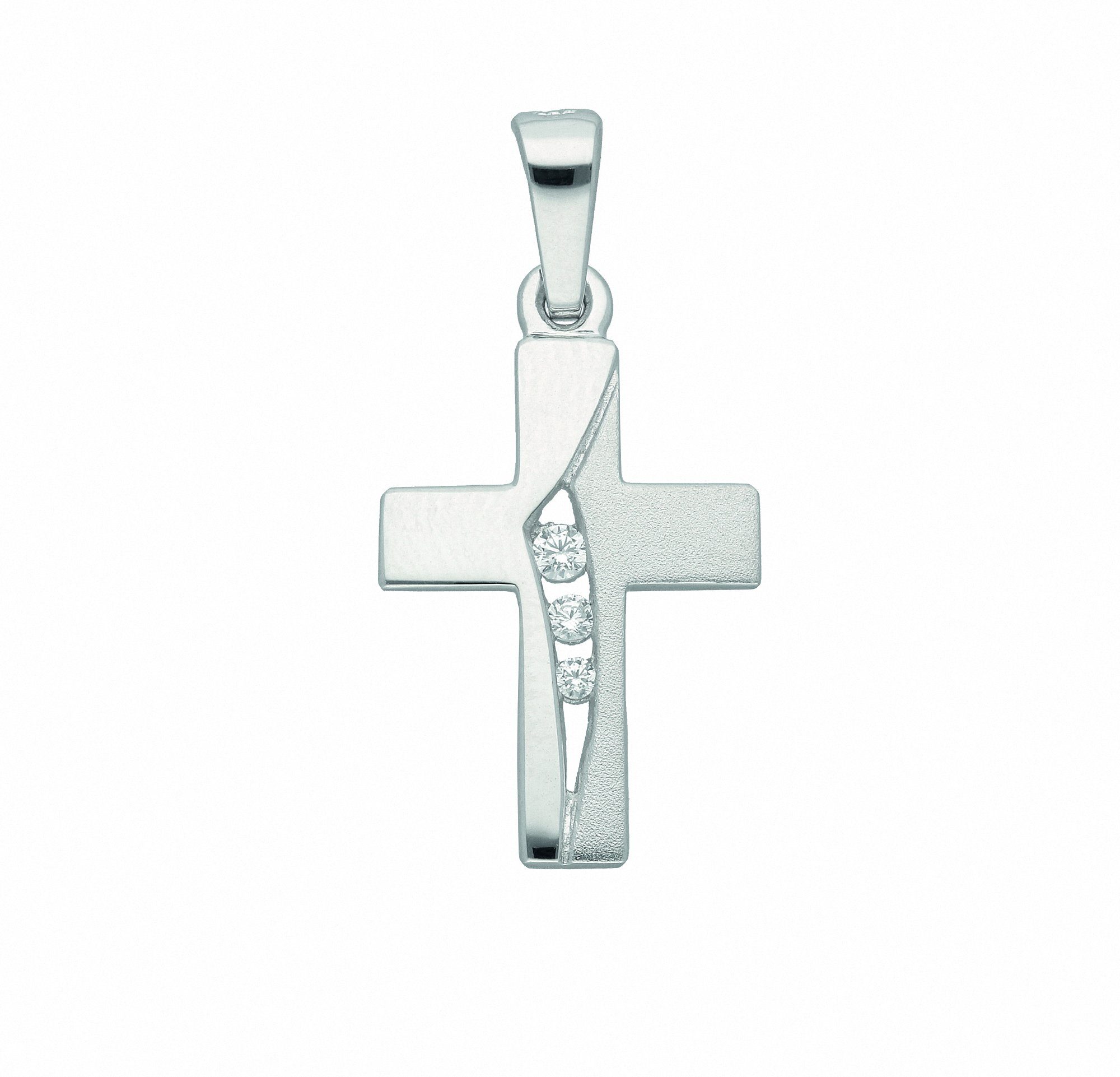 Kettenanhänger Damen & Herren 925 Silber Kreuz Anhänger mit Zirkonia