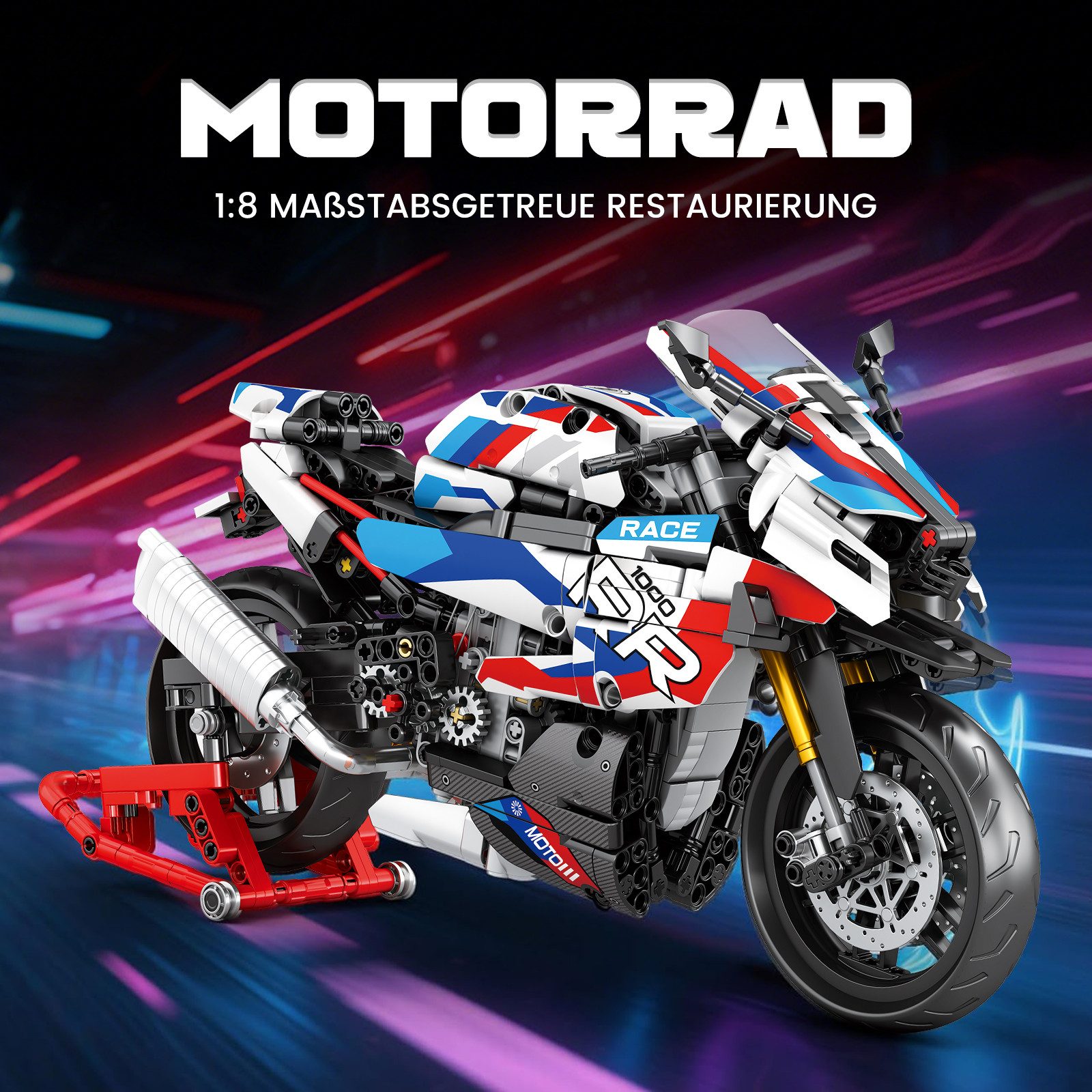 Bundviel Bausteinset Bauklötze Baukasten Motorrad Schulbus Spielbauklötze Spielbausteine, (949 St)