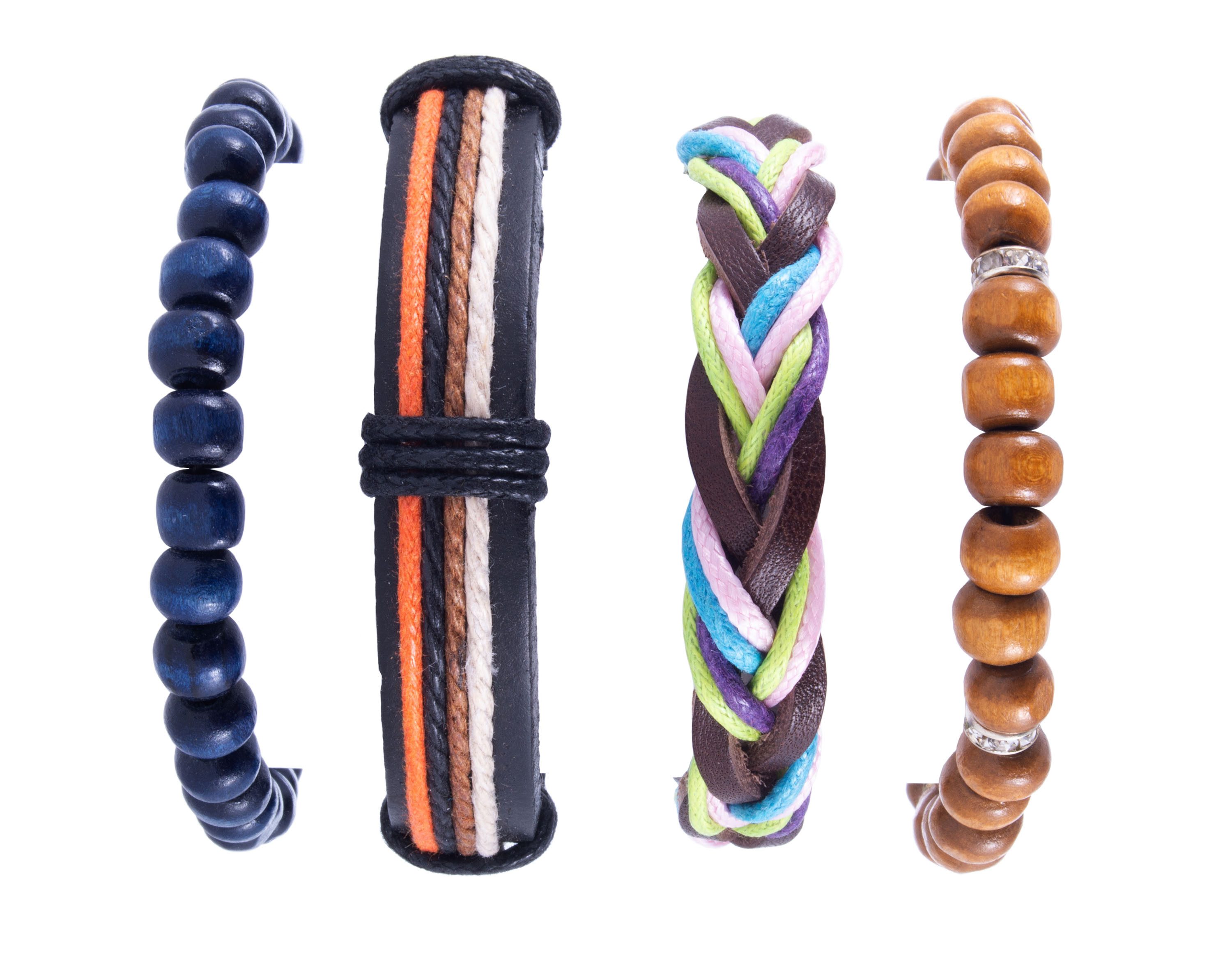 ELANOX Armband Lederarmband Surferarmband mit Holzperlen Ökoleder Herren Frauen Damen