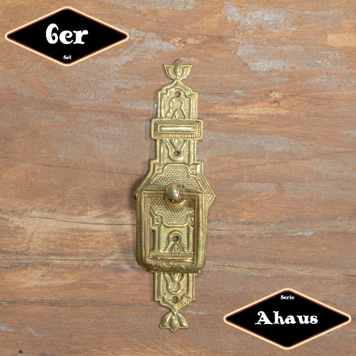 Möbelbeschlag Schubladengriff,Serie"Ahaus",6er Pack, Eisen in Messing