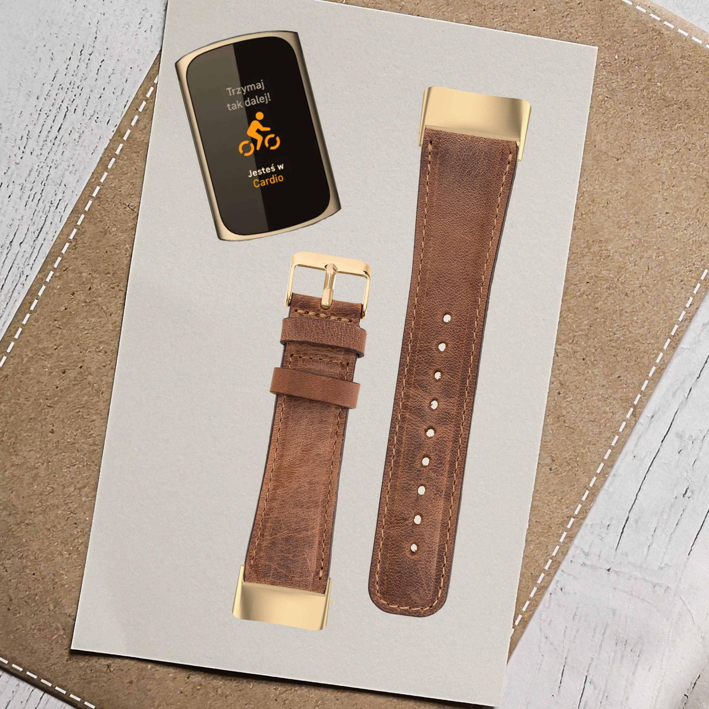 Renna Leather Uhrenarmband Fitbit Charge 5 6 Leder Smart Uhrenarmband