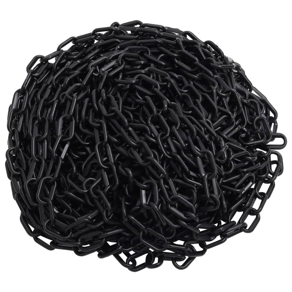 vidaXL Absperrpfosten Absperrkette Schwarz 30 m Ø4 mm Kunststoff