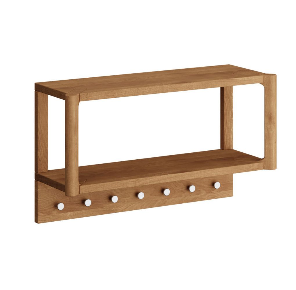 Feldmann-Wohnen Wandgarderobe Campi (mit Ablageflächen, mit Kleiderhaken, 1 St., moderne Optik, mit Ablageflächen, mit Kleiderhaken), Massivholz geölt Eiche Natur