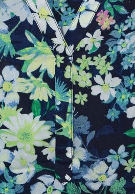 Cecil Kurzarmbluse Cecil Bluse mit Blumen Print in Deep Blue (1-tlg) Gummizugsaum