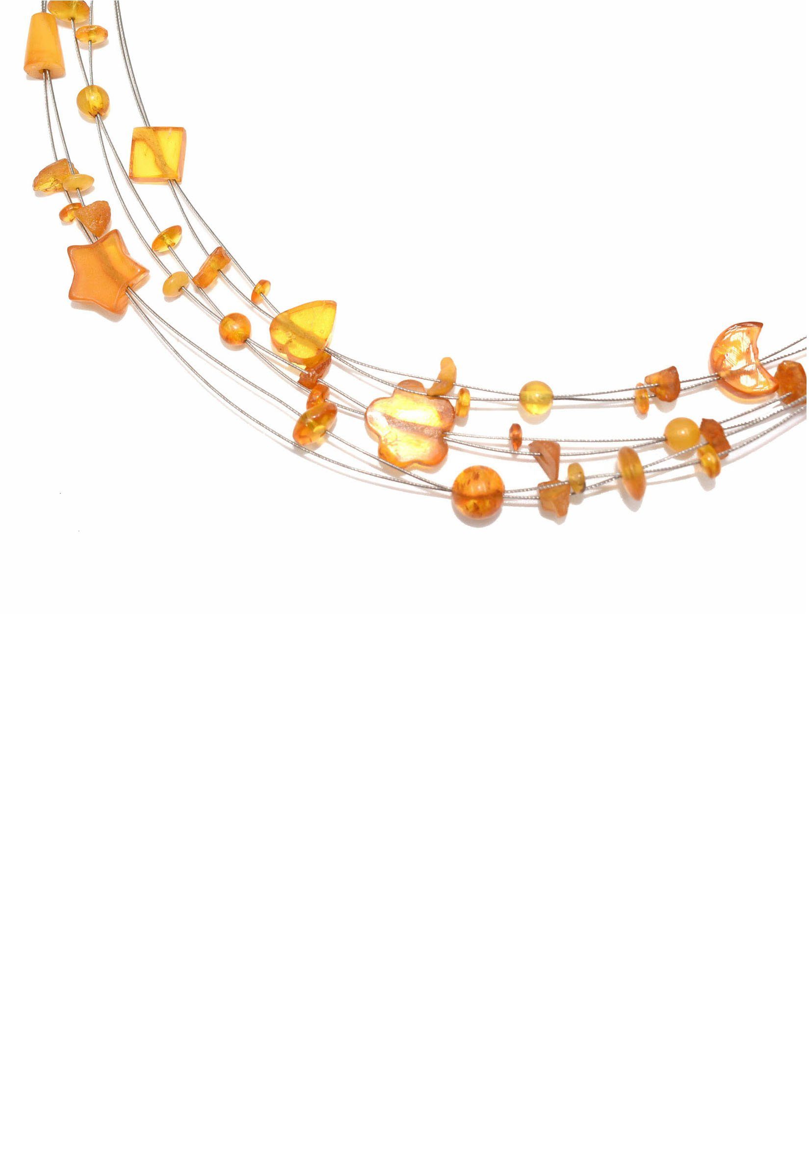Firetti Collier Schmuck Geschenk Halsschmuck Halskette Bernsteinkette Mond+Sterne, zu Kleid, Shirt, Jeans, Sneaker! Anlass Geburtstag Weihnachten | Ketten ohne Anhänger