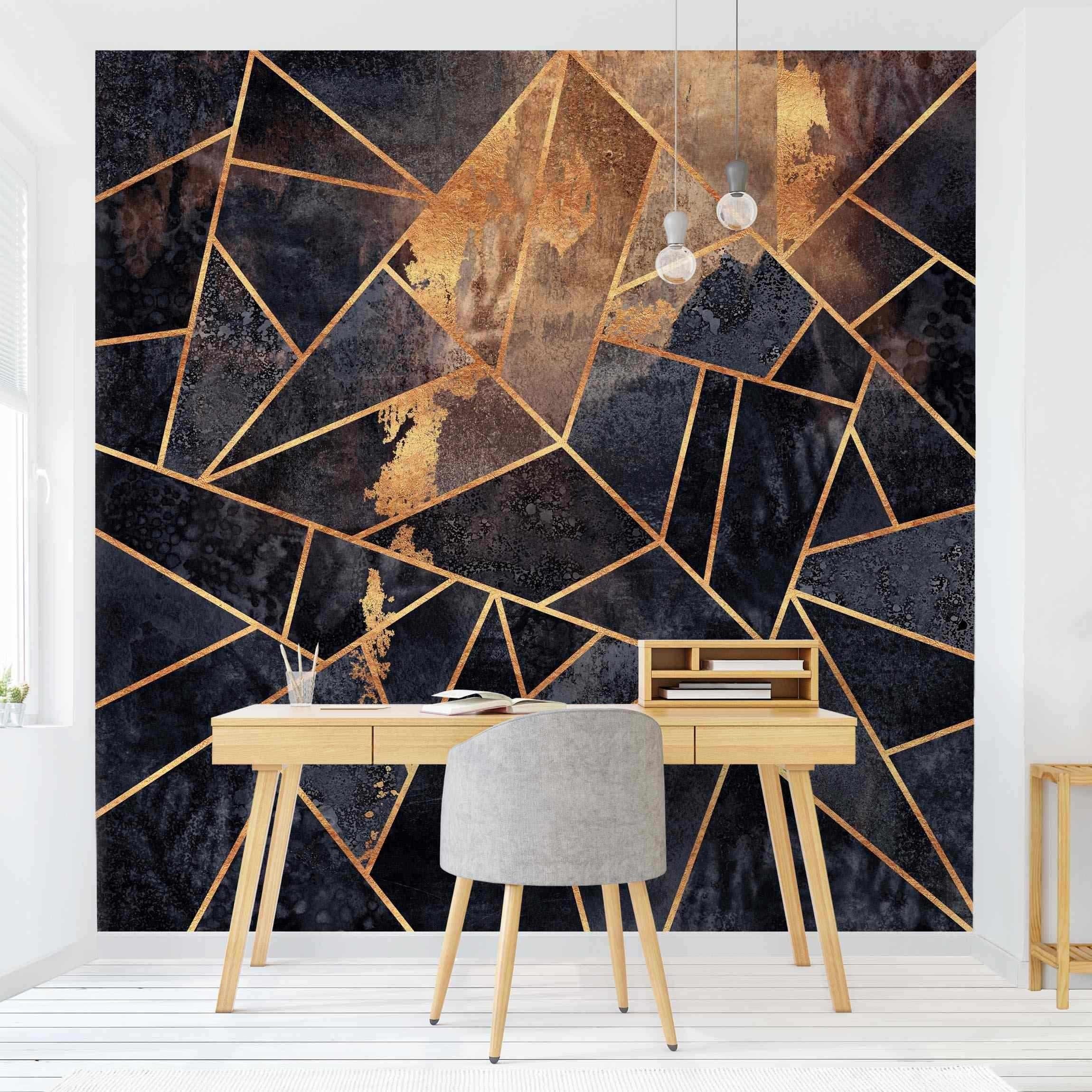 Bilderdepot24 Vliestapete Abstrakt Onyx Gold Muster Geometrisch Tapete Wanddeko Modern Kunst, Glatt, Matt, (Vliestapete inkl. Kleister oder selbstklebend), Wohnzimmer Schlafzimmer Küche Flur Fototapete Motivtapete Wandtapete