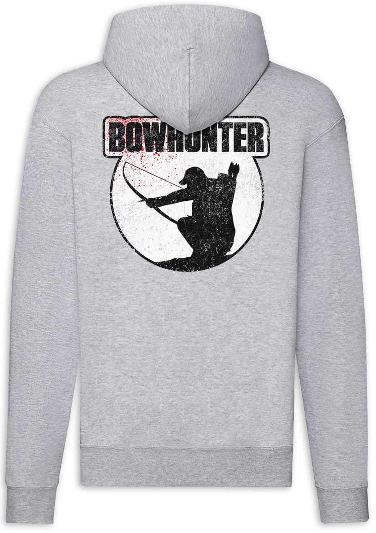 Urban Backwoods Sweatjacke Bowhunter Zipper Hoodie Bogen Pfeil Hirsch Reh Jagd Jäger Bär Geweih (1-tlg) Deer Bear Fun Hunt