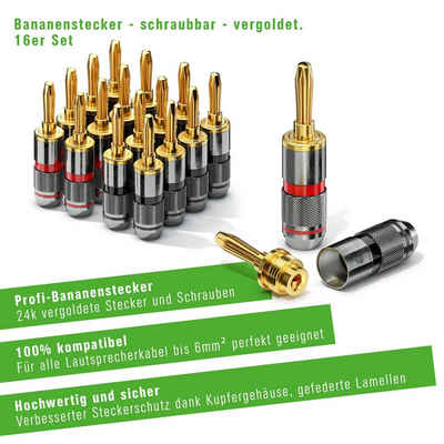 conecto conecto CC50643 Bananenstecker High-End Professionell (100% Kupfer) Audio-Kabel