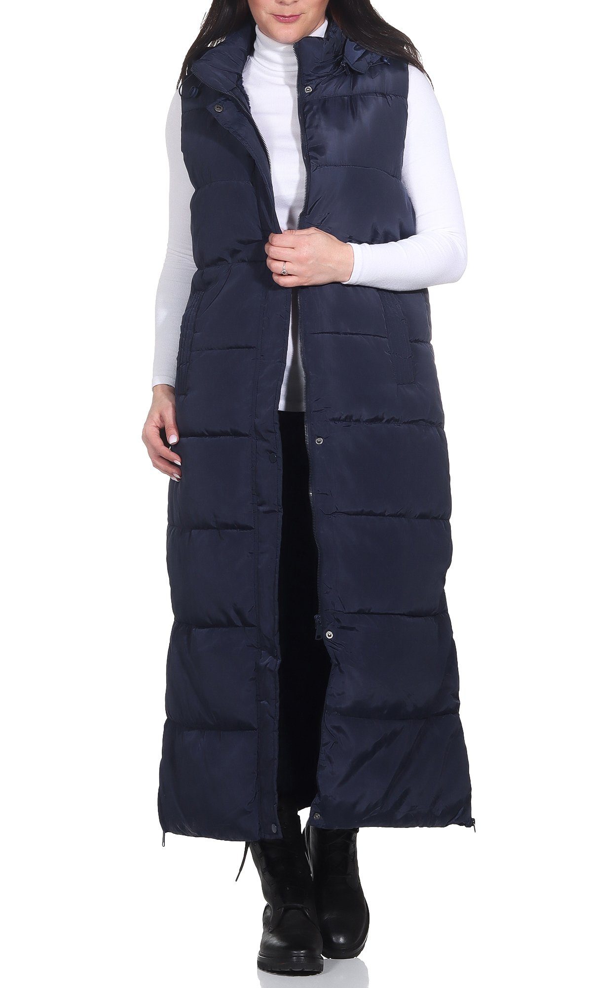Aurela Damenmode Longweste Damen Steppweste Lange günstig online kaufen