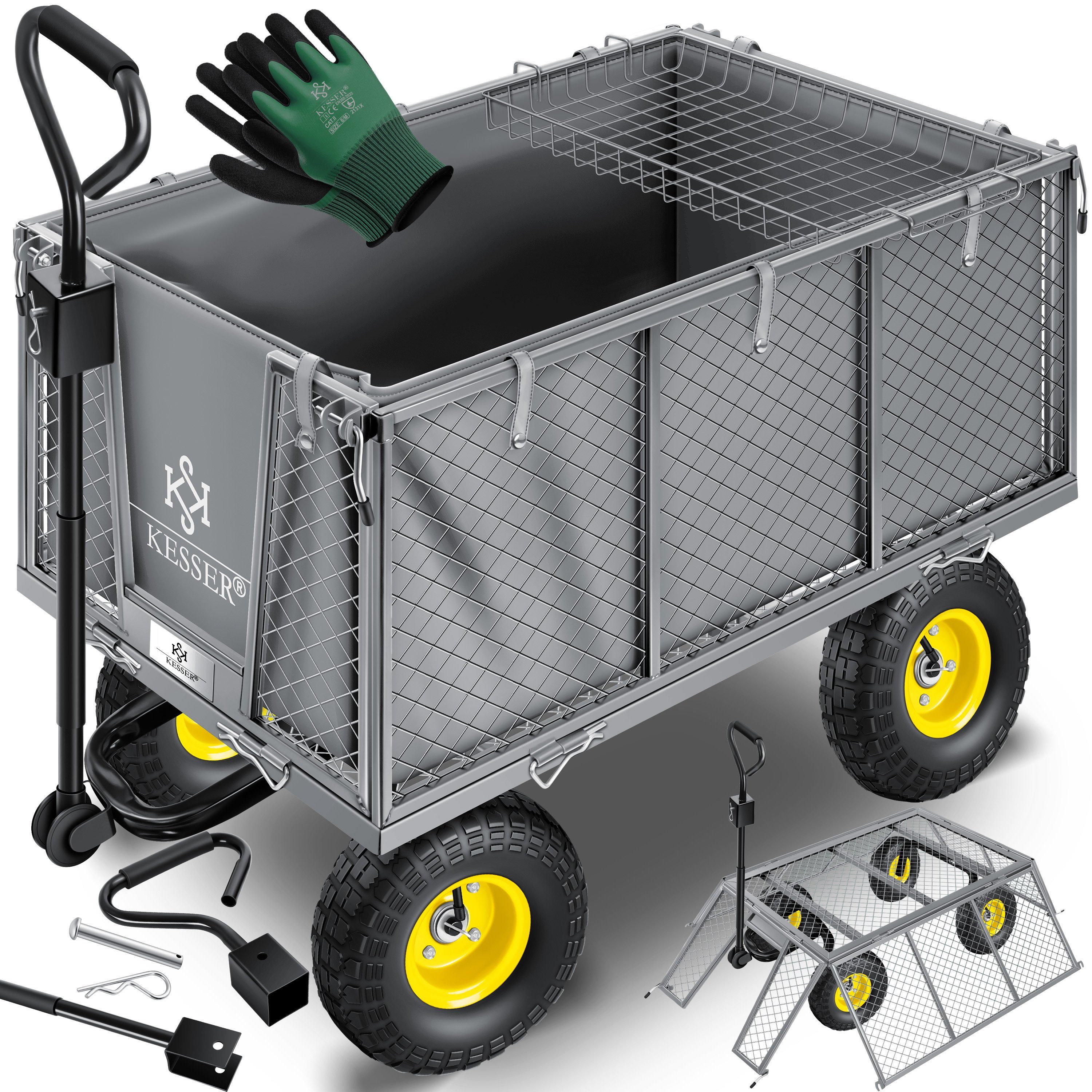 KESSER Bollerwagen, Bollerwagen 550kg Transportwagen Gartenwagen Gerätewagen