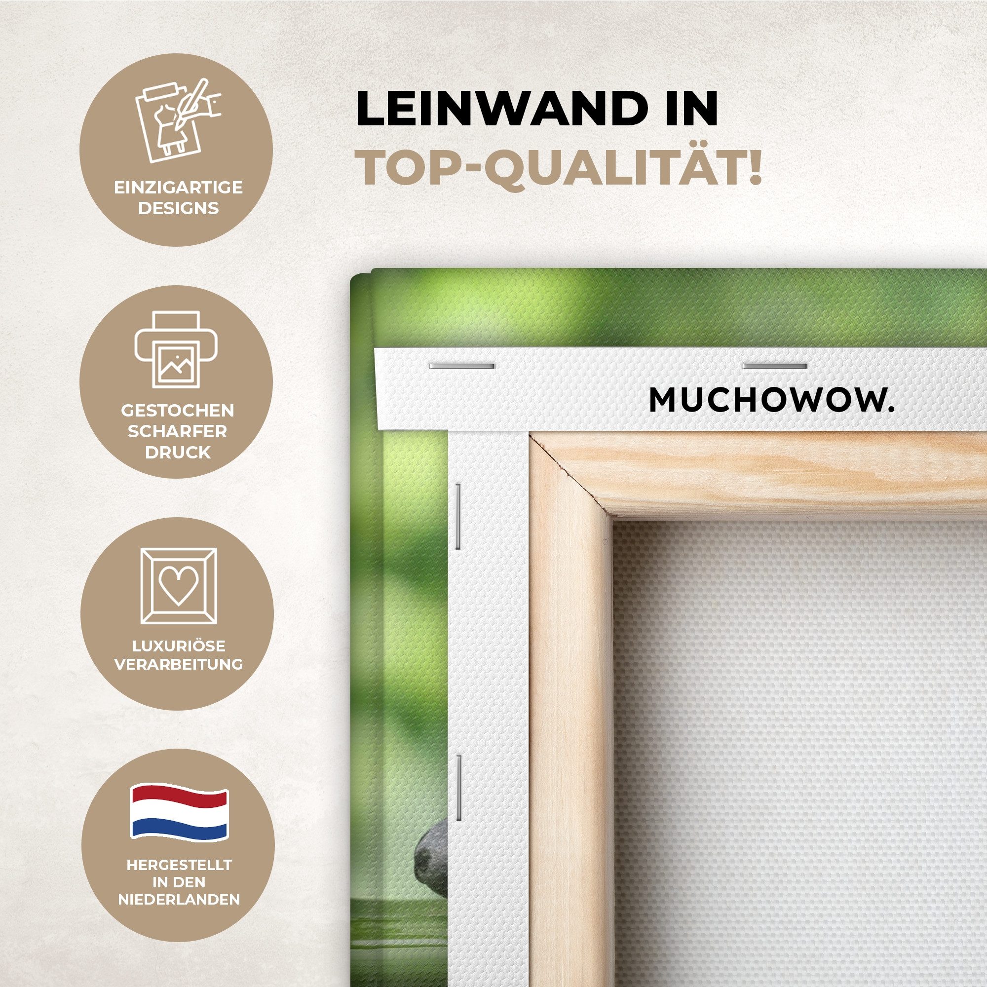 OneMillionCanvasses® Leinwandbild Zen - Stein - Grün - Natur - Bambus, Foto günstig online kaufen