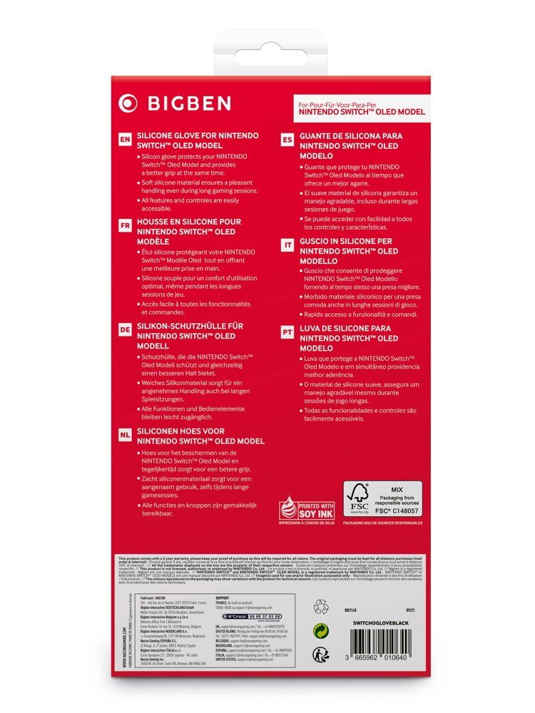 BigBen Switch OLED Schutzhülle Silikon Glove Case schwarz BB010640 Zubehör Nintendo