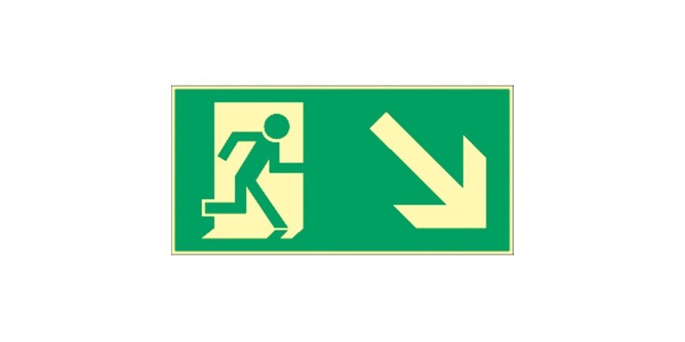 Thumbnail - König Werbeanlagen Hinweisschild Rettungsweg rechts abwärts, Symbolschild, BGV A8 (E10 + E02)
