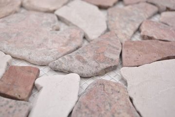 Mosani Bodenfliese Mosaik Bruch Marmor Naturstein beige rot Polygonal Cream Küche