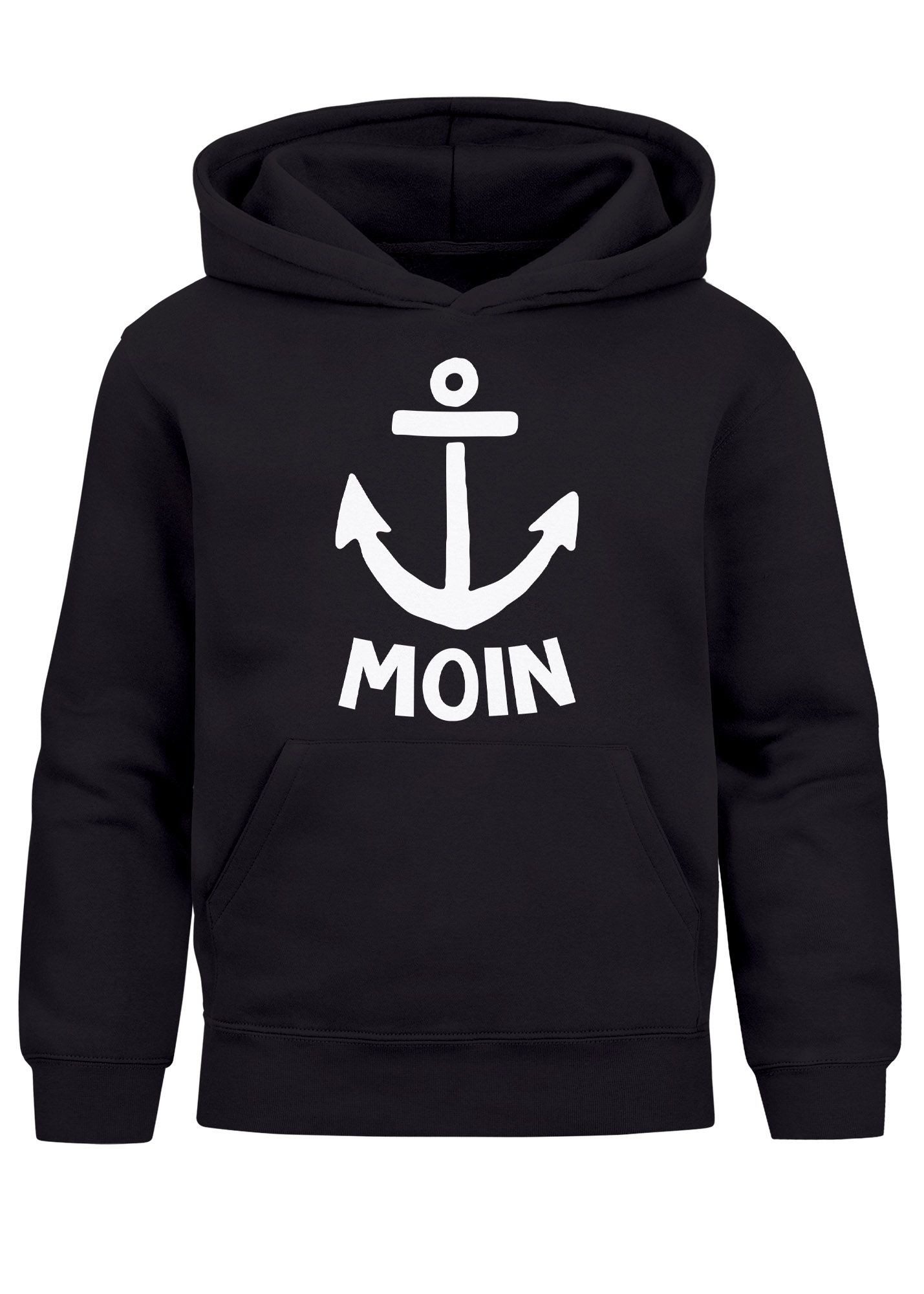 MoonWorks Hoodie Kinder Hoodie Jungen Anker Motiv Spruch lustig Nordisch Maritim Moin