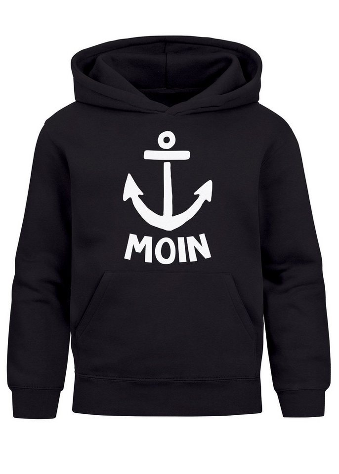 MoonWorks Hoodie Kinder Hoodie Jungen Anker Motiv Spruch lustig Nordisch Maritim Moin
