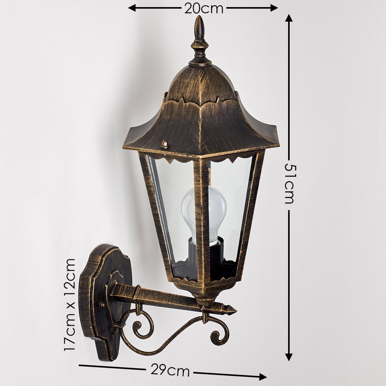 hofstein Außen-Wandleuchte »Viano« Außenwandlampe, Aluguss Braun/Gold, Milchglas-Scheiben, ohne Leuchtmittel, m. E27, Außenleuchte aufwärts