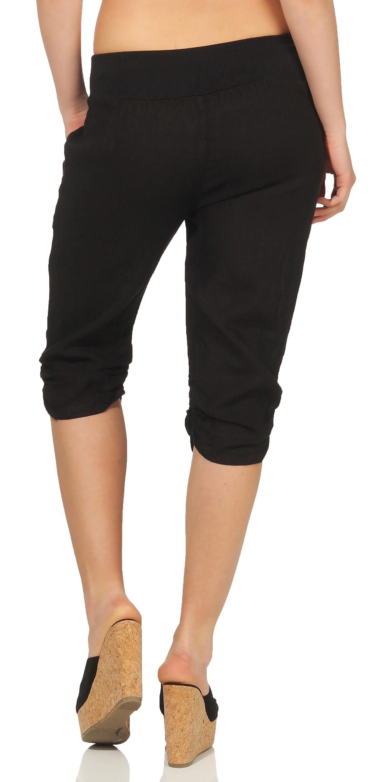 Leinenhose malito Damen Hose aus Leinen, Stoffhose in Uni Farben, Freizeithose