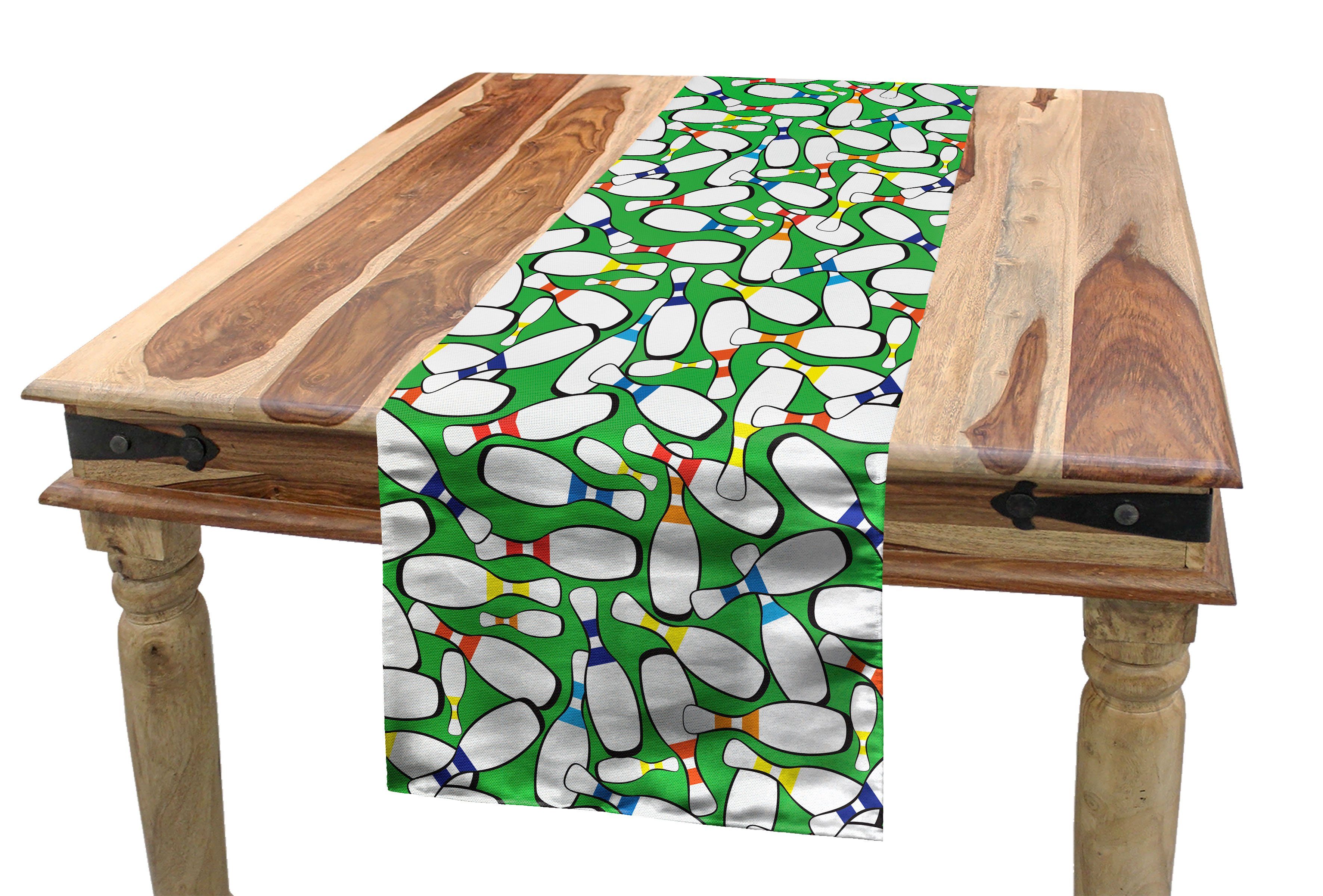 Abakuhaus Tischläufer Esszimmer Küche Rechteckiger Dekorativer Tischläufer, Bowling Bunte Stifte auf Grün
