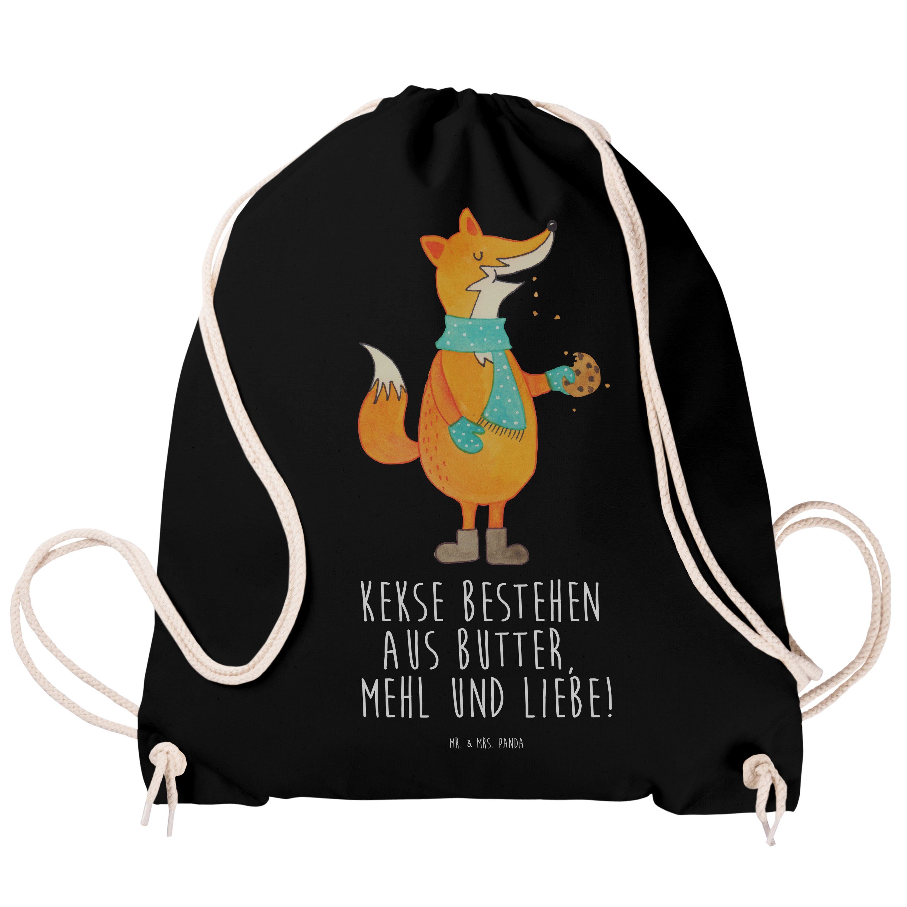 Küche Deko, - Geschenk, Panda & (1-tlg) Sporttasche Fuchs Mr. Turnbeutel, Weih Schwarz Keks Mrs. - Beutel,