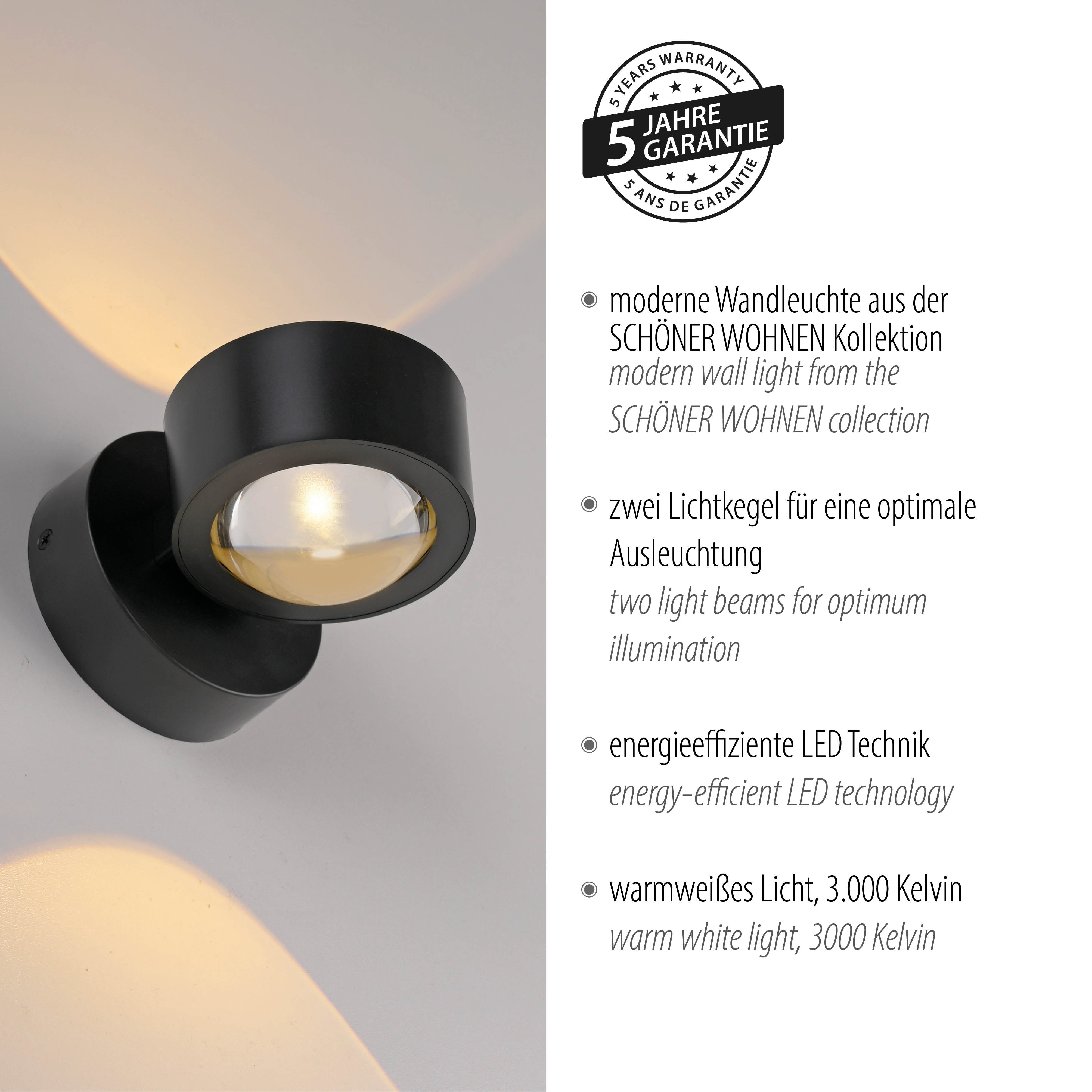 SCHÖNER WOHNEN-Kollektion LED Wandleuchte CHIA, LED fest integriert, Warmweiß, SCHÖNER WOHNEN Kollektion, Up- und Downlight – Bild 5 von 5