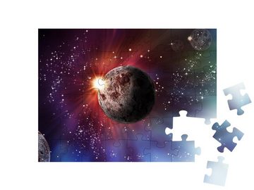 puzzleYOU Puzzle Szenerie aus dem Weltall, Sonne, leuchtende Sterne, 48 Puzzleteile, puzzleYOU-Kollektionen Weltraum, Universum