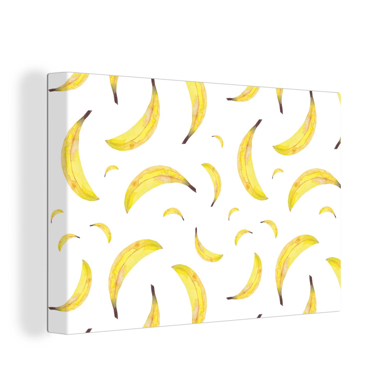 OneMillionCanvasses® Leinwandbild Bananen - Obst - Weiß, (1 St), Wandbild Leinwandbilder, Aufhängefertig, Wanddeko, 30x20 cm