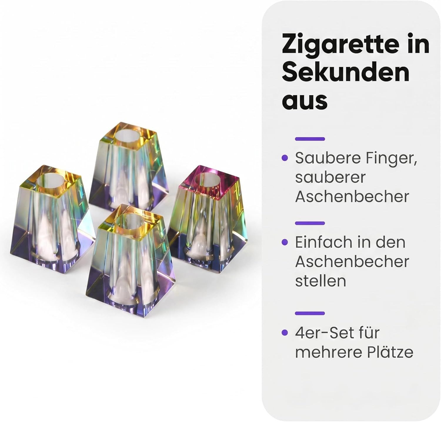 LK Trend & Style Aschenbecher Glutkiller aus Glas acryl irisierend, Glutlöscher eine saubere Lösung