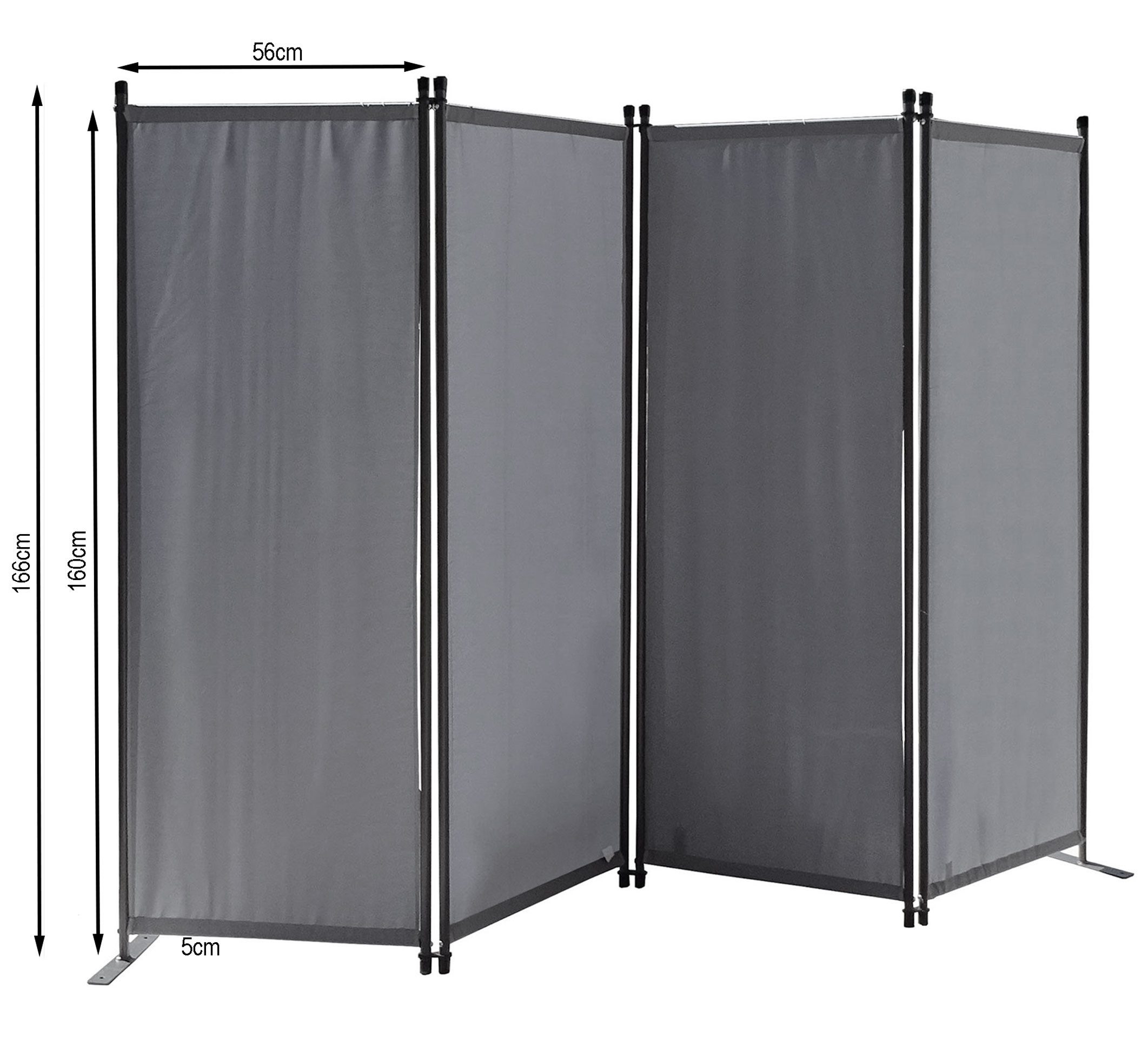 Quick Star Paravent Paravent 4tlg. 220x165cm Grau