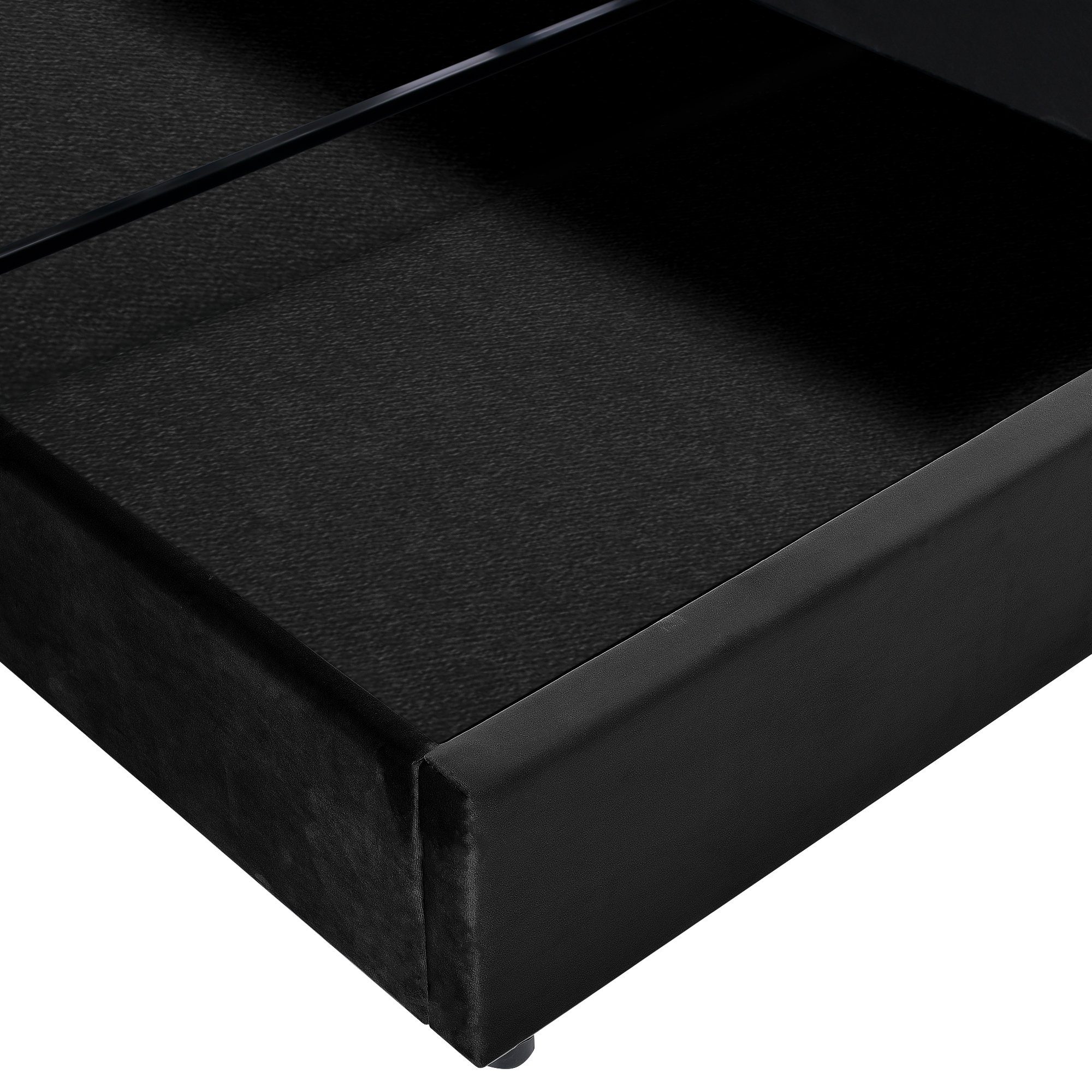 Boxspringbett (Polsterbett Doppelbett mit Lattenrost, Bettkasten und verstellbarem Kopfteil), Hydraulisches Bett Funktionsbett 140x200 cm Samt