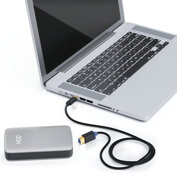 deleyCON deleyCON 2m USB C Kabel Datenkabel USB 3.0 USB-B zu USB-C Computer Smartphone-Kabel