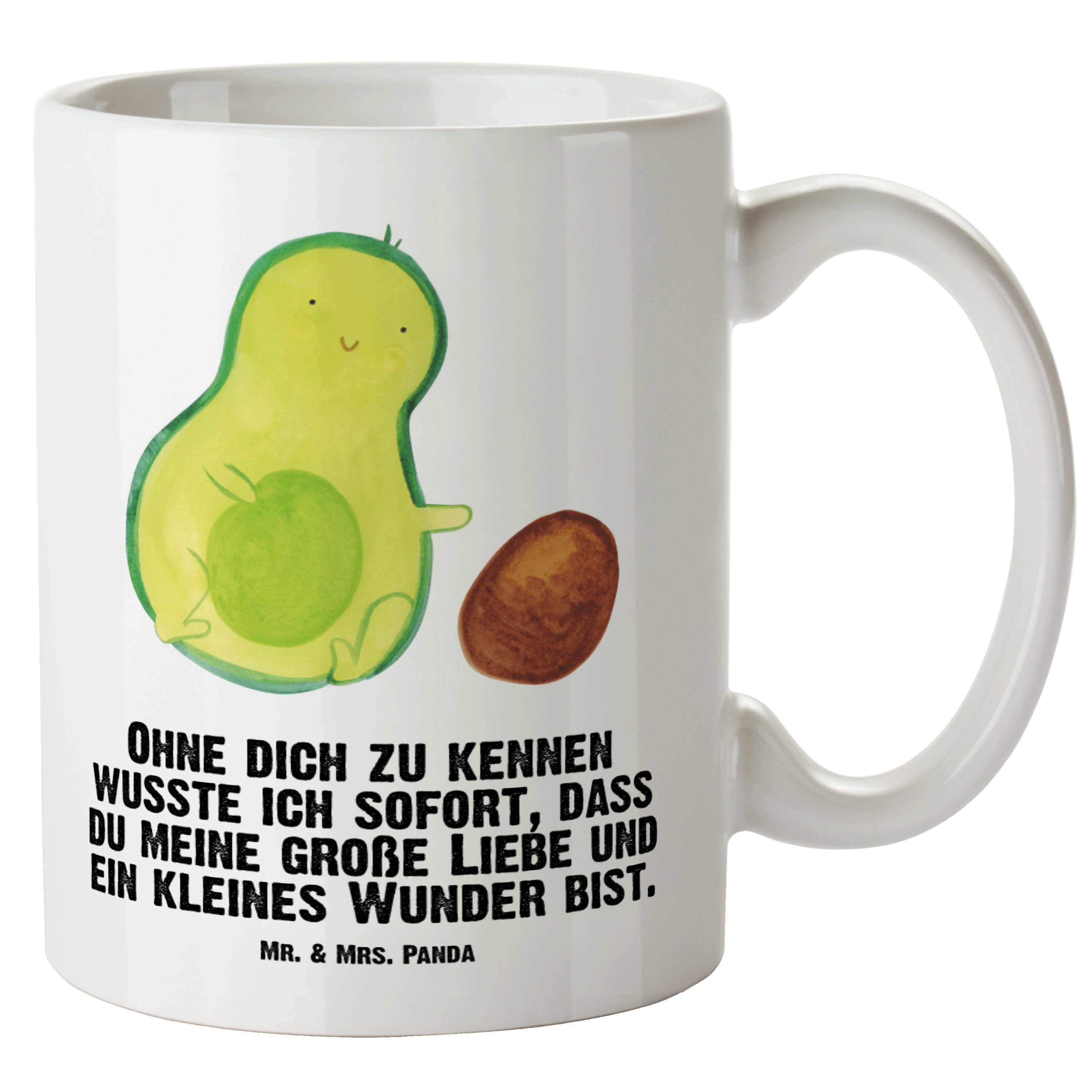 Mr. & Mrs. Panda Tasse Avocado rollt Kern - Weiß - Geschenk, Liebe, Baby, Große Tasse, Wunde, XL Tasse Keramik