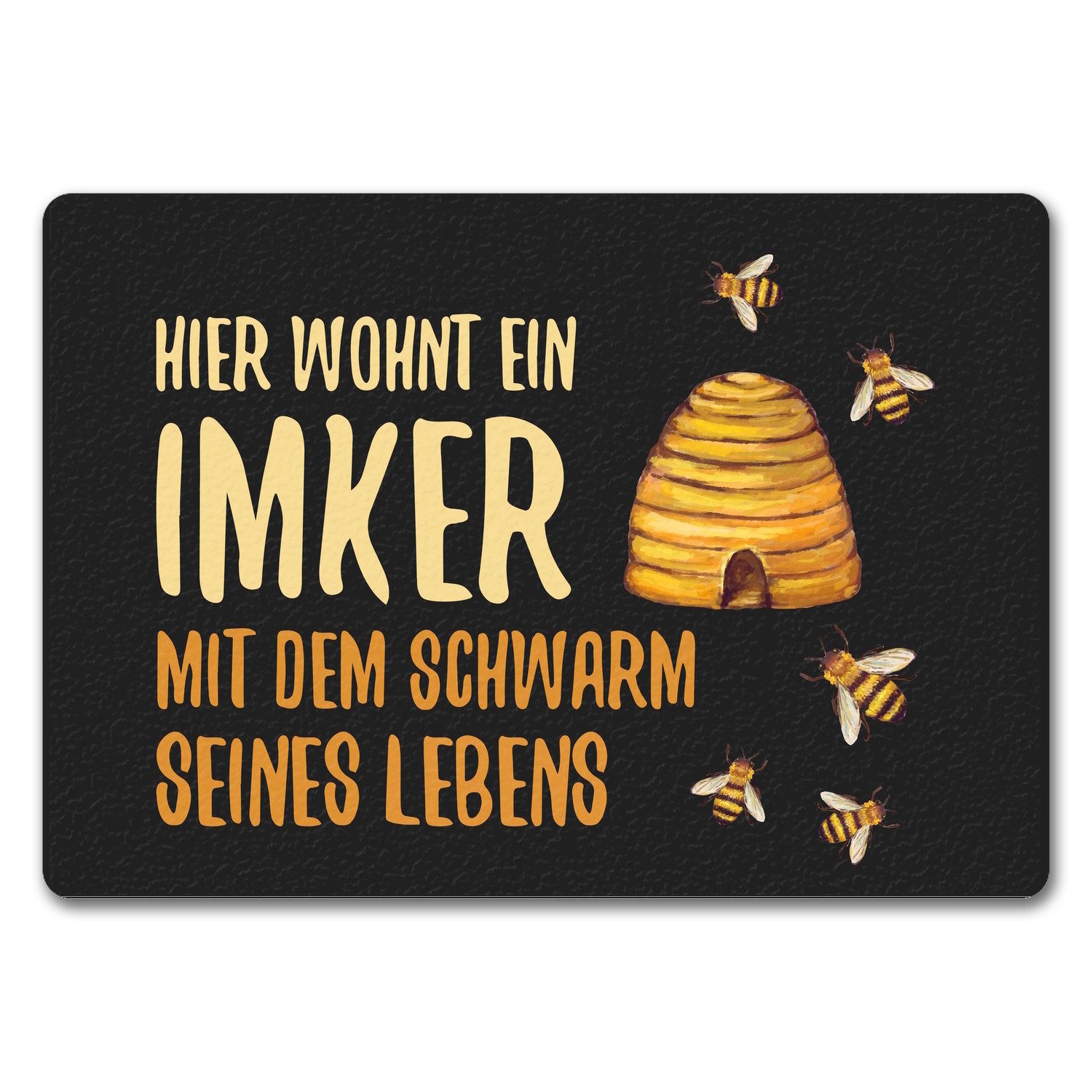 Fußmatte Hier wohnt ein Imker mit dem Schwarm seines Lebens Fußmatte