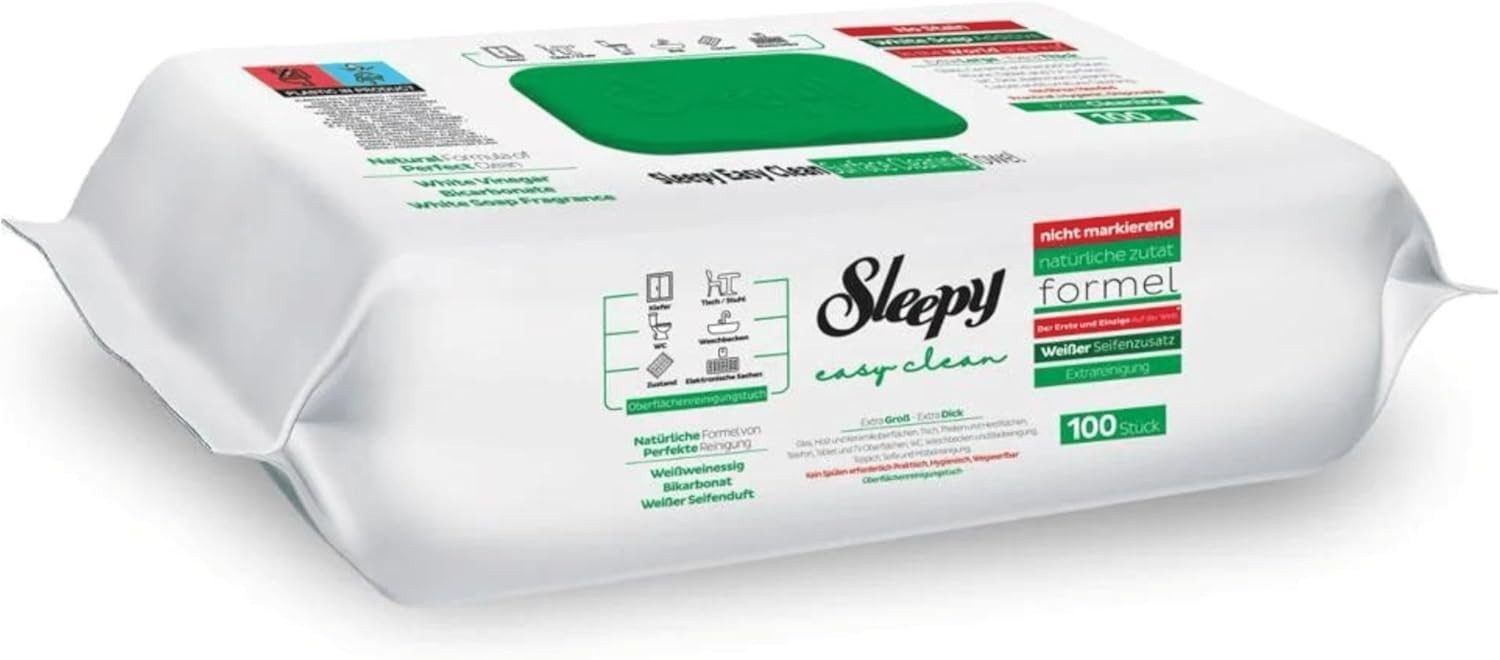 Uzman Sleepy Easy Clean im Set Reinigungstücher Feuchttücher Reinigung Reinigungstücher (Fusselfrei – hinterlässt keine Rückstände, Reißfest, Saugstark)