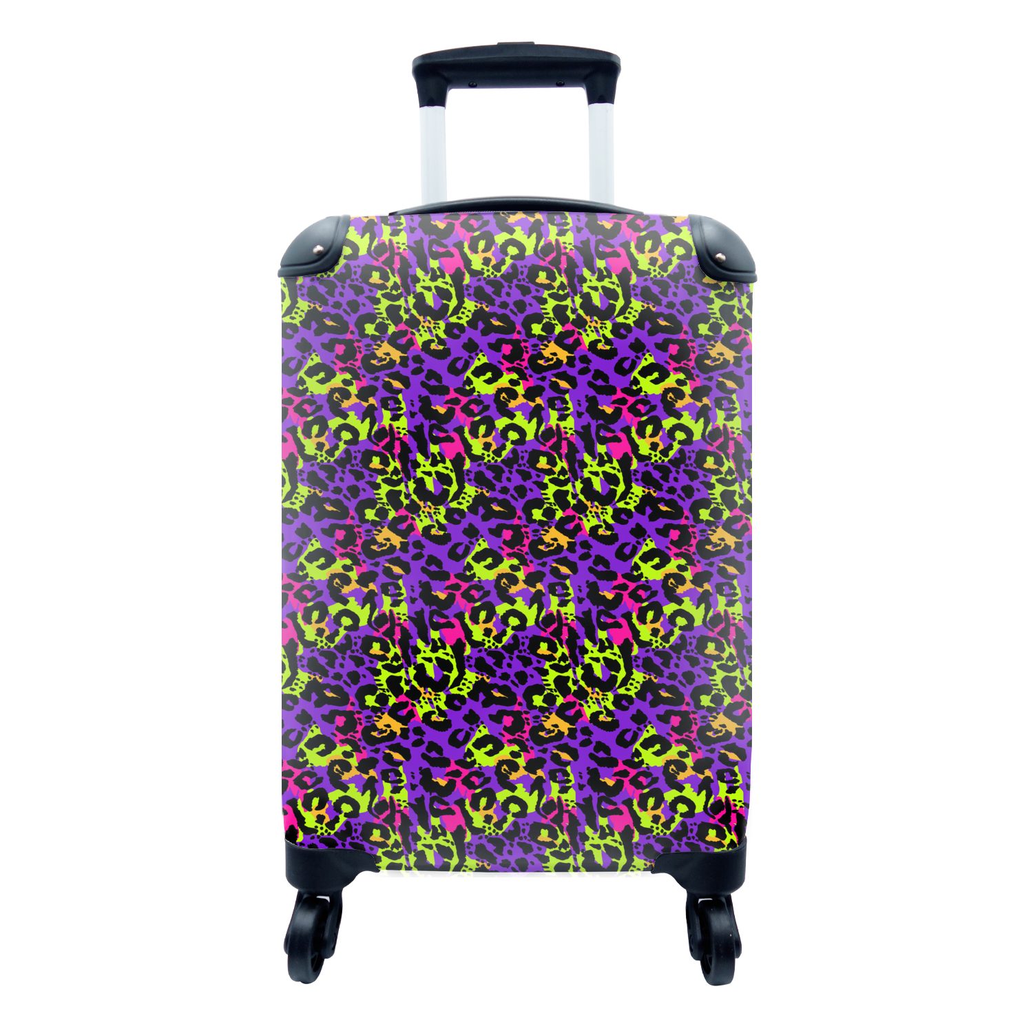 MuchoWow Handgepäckkoffer Tiermuster - Panther - Neon - Regenbogen, 4 Rollen, Reisetasche mit rollen, Handgepäck für Ferien, Trolley, Reisekoffer