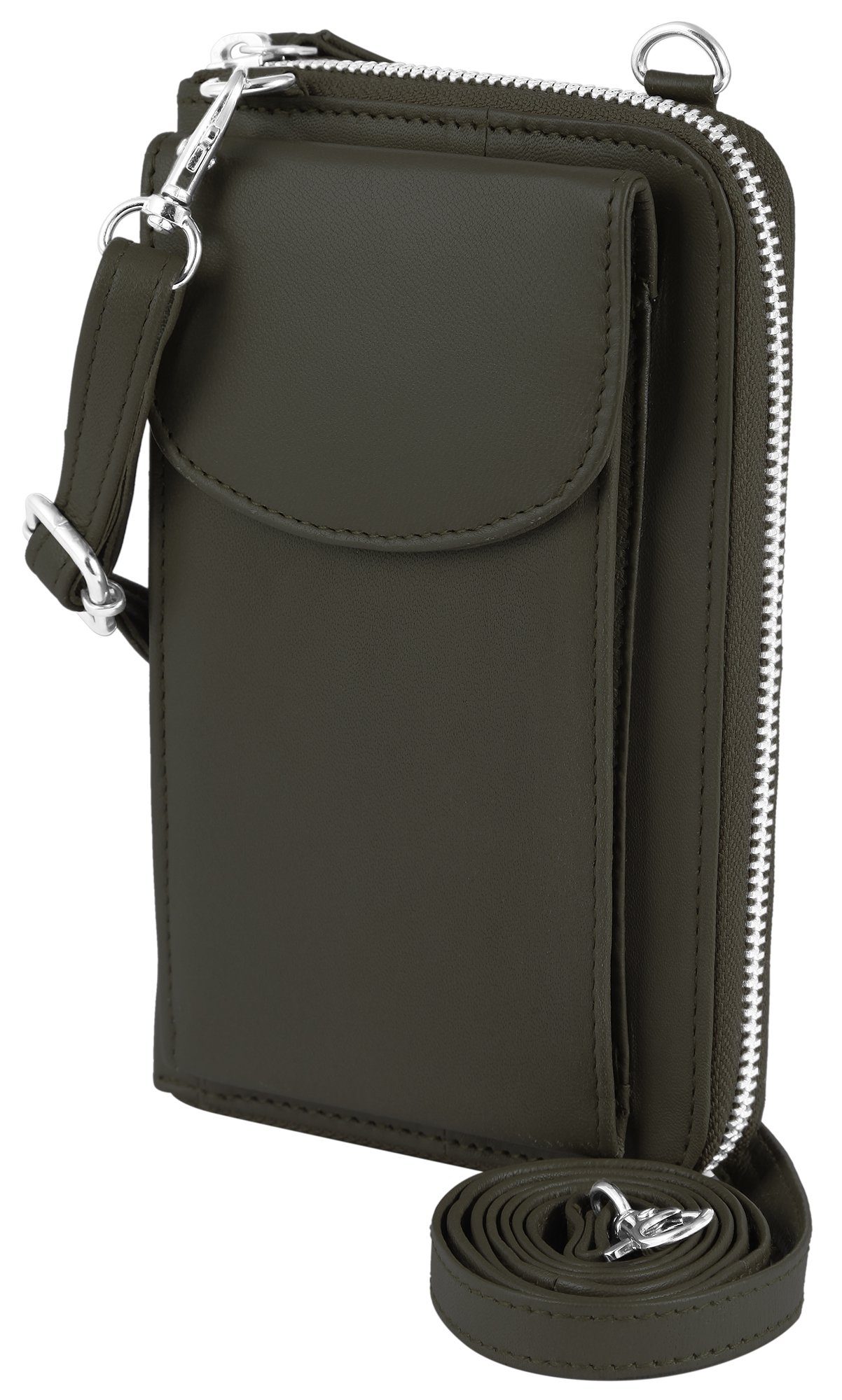 AKZENT Handytasche Nahed Unisex Akzent Handyumhängetasche mit Geldbörse aus Echtleder (einzeln)