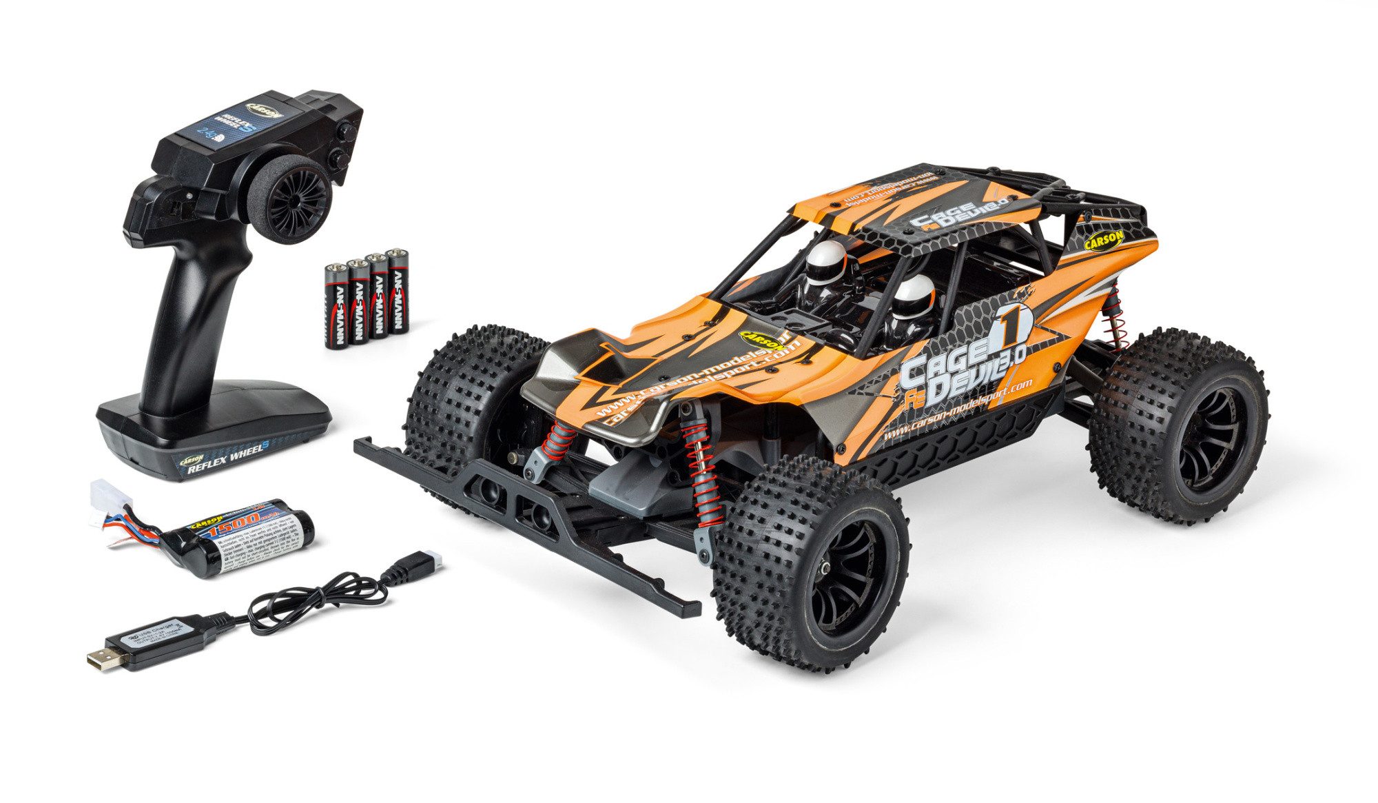 Carson RC FE Cage Devil 3.0 Einsteiger Elektro Buggy 1:10 2,4Ghz 100% RC-Ladegerät